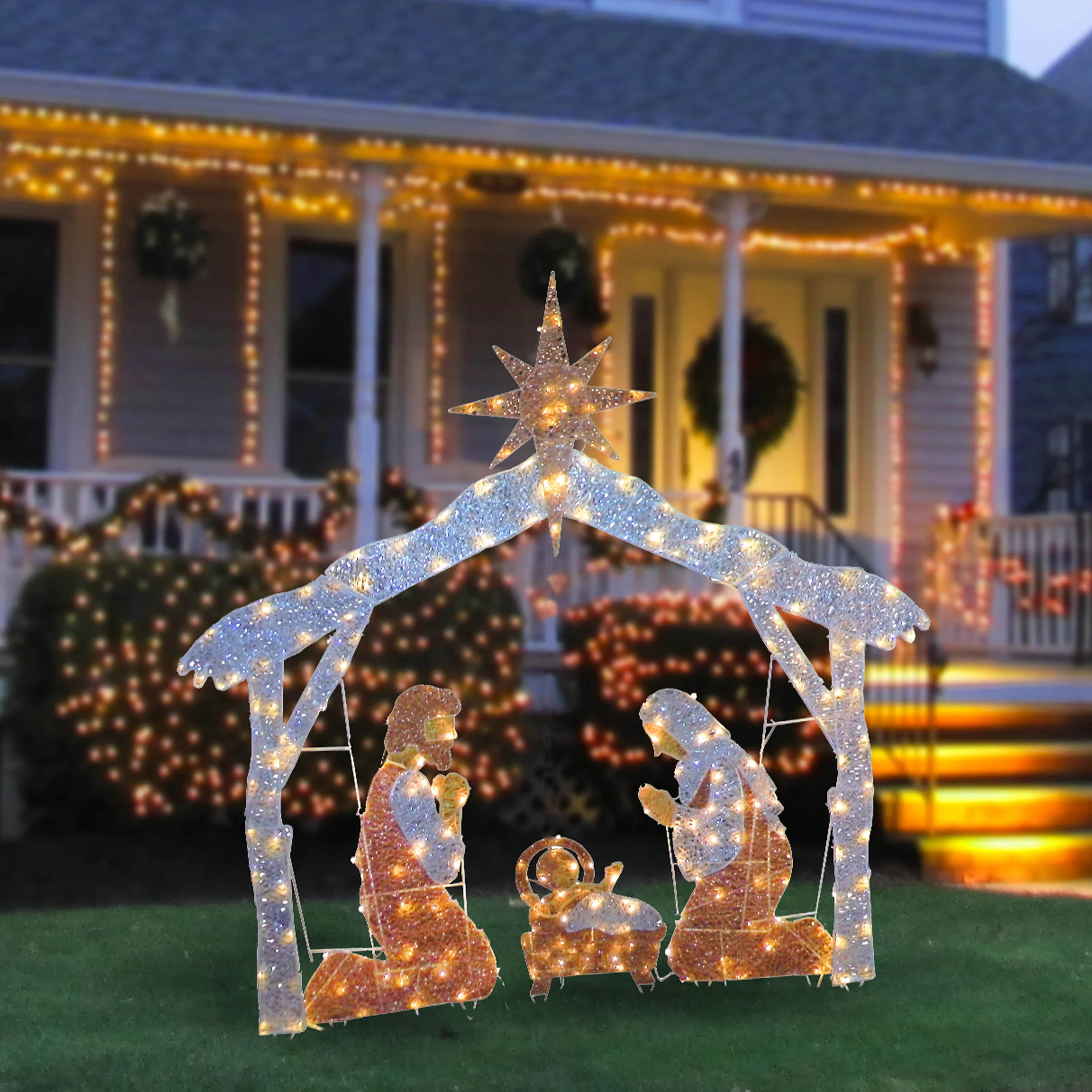 72 in. Nativity Scene with White LED Lights, Plug-In - Image 7