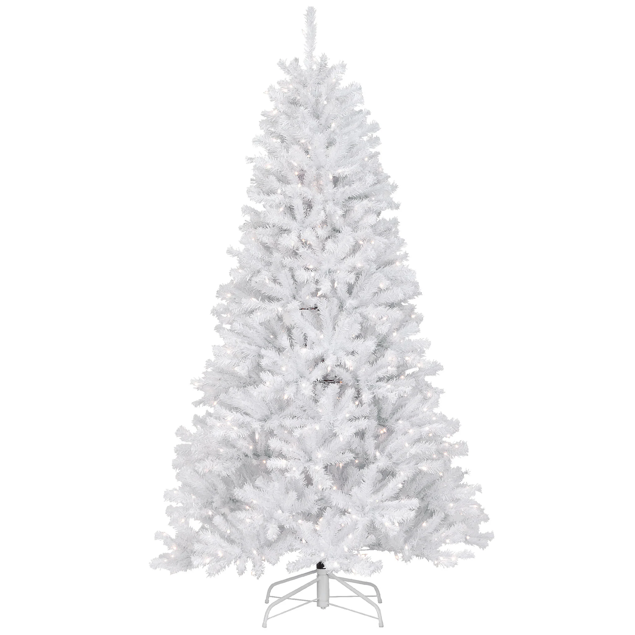 7.5 ft. Pre-Lit North Valley Spruce White Tree with Clear Lights, Plug-In