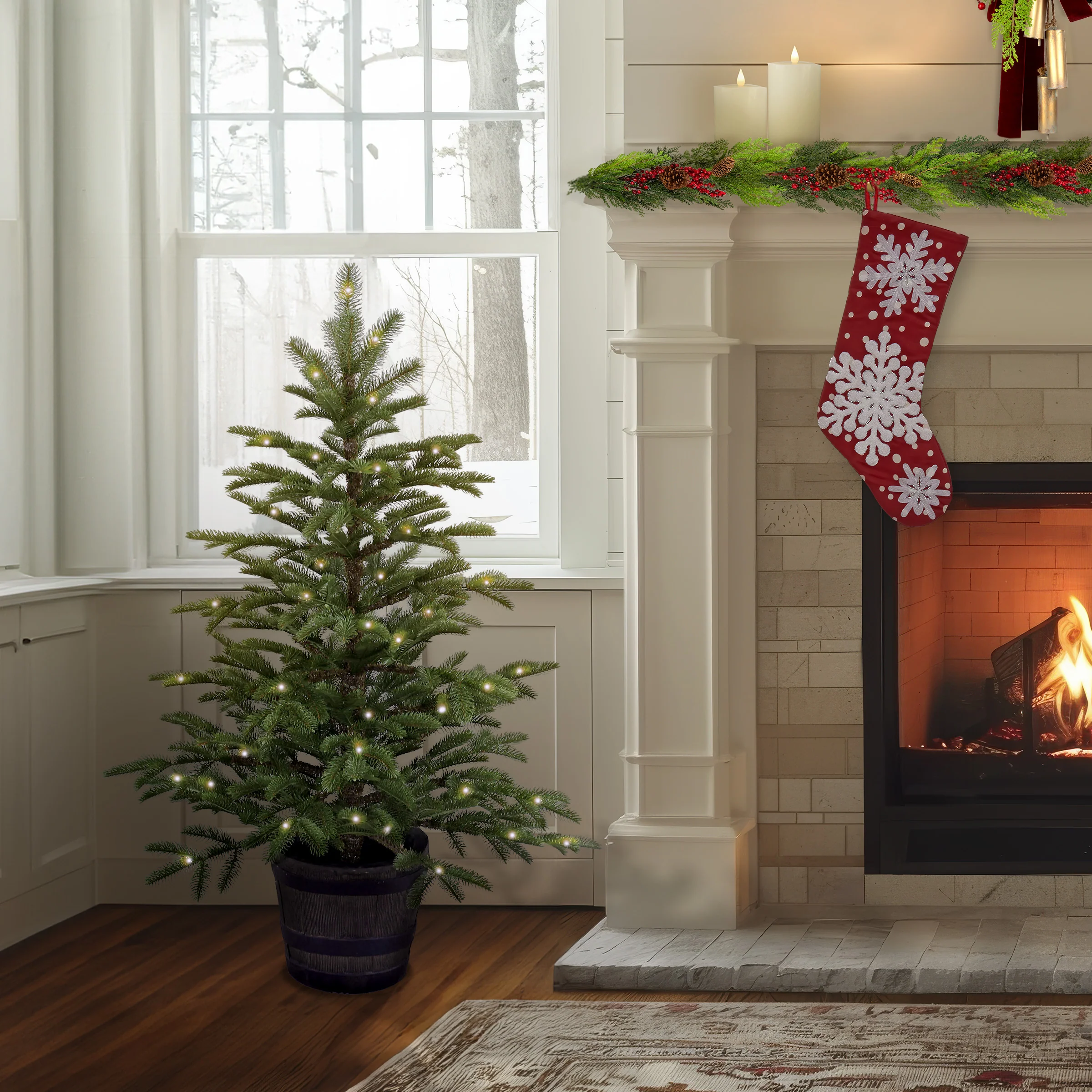 4 ft. Norwegian Spruce Entrance Tree with Clear Lights, Plug-In - Image 2