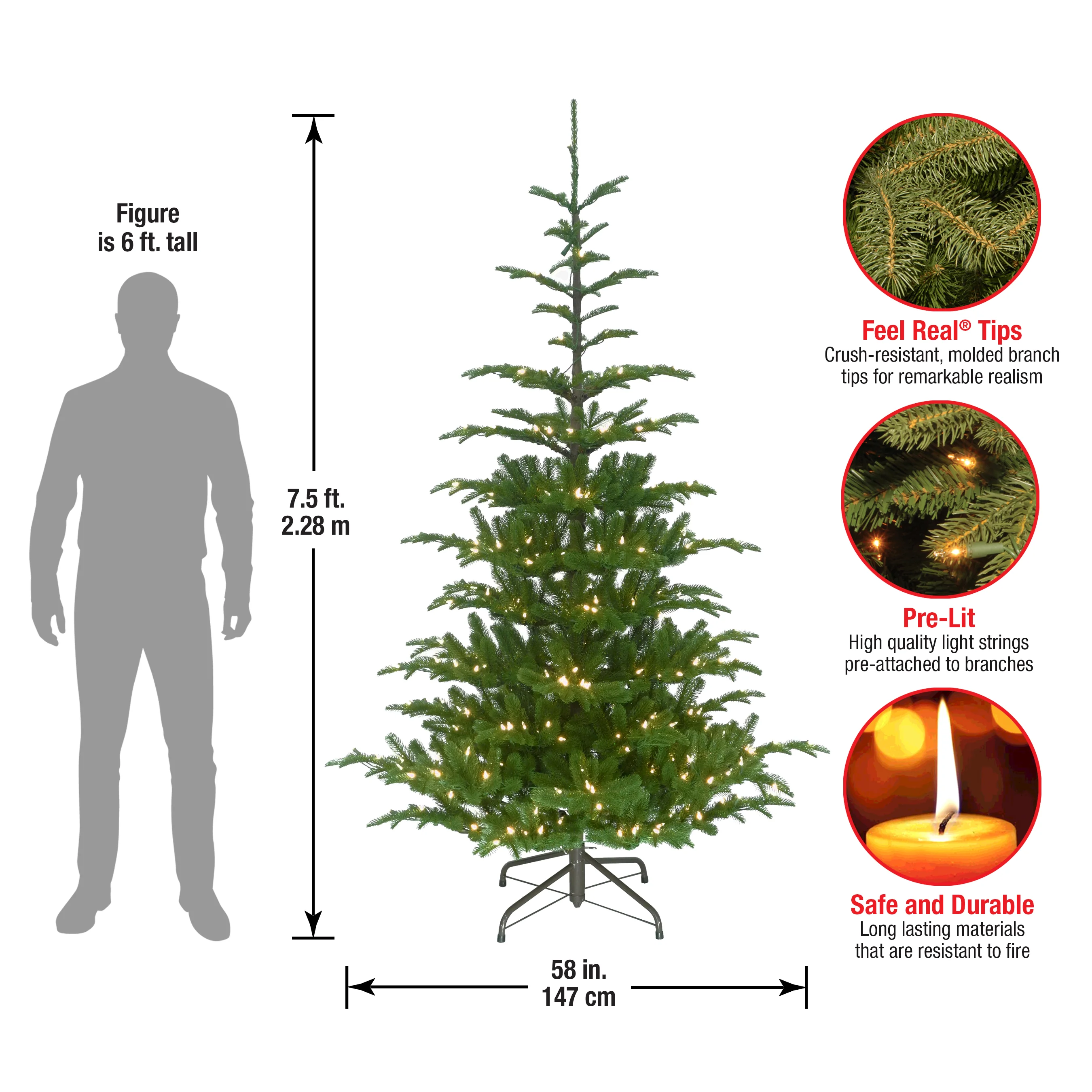 7.5 ft. Norwegian Spruce Tree with Clear Lights - Image 5