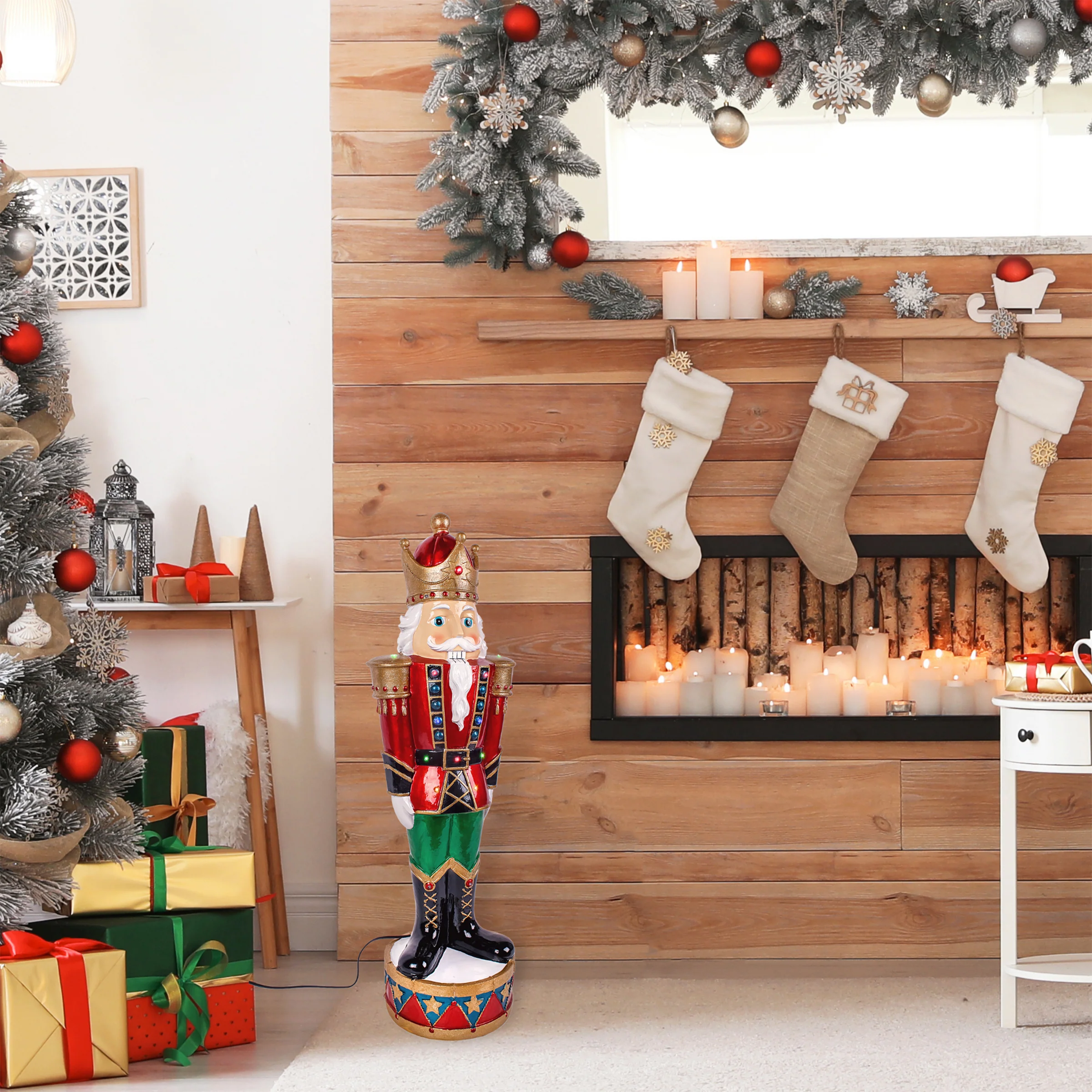 36 in. Pre-Lit Nutcracker Christmas Decoration with Multicolor LED Lights with Hand Painted Details, Plug-In - Image 2