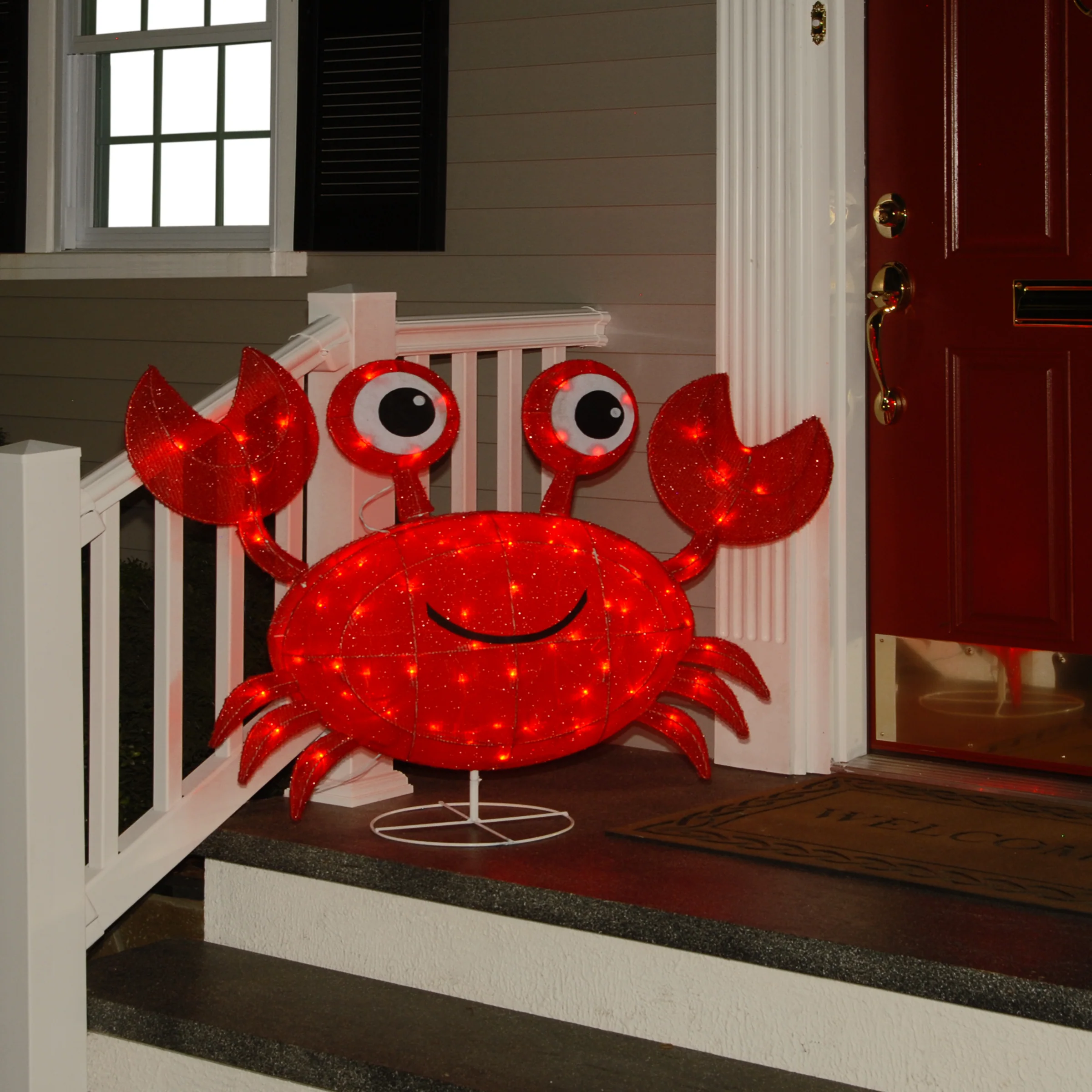 Pre-Lit Red Smiling Crab Outdoor Decoration, LED Lights, Plug In, Spring Collection, 48 Inches - Image 2