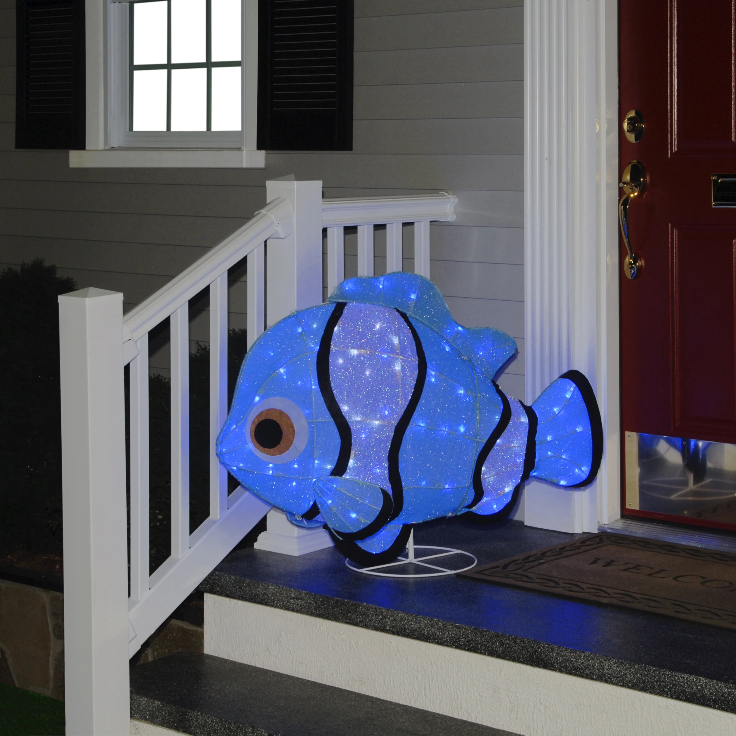 Pre-Lit Blue and White Clownfish Outdoor Decoration, LED Lights, Plug In, Spring Collection, 38 Inches - Image 2