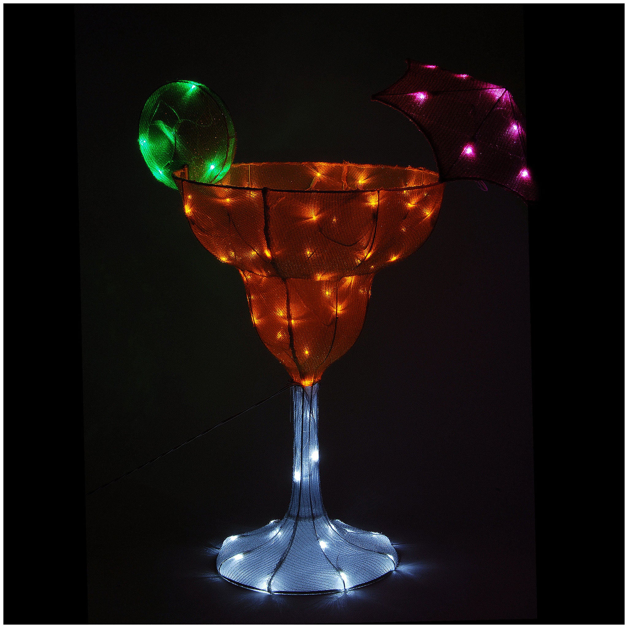Pre-Lit Margarita Glass Outdoor Decoration, LED Lights, Plug In, Spring Collection, 36 Inches - Image 4