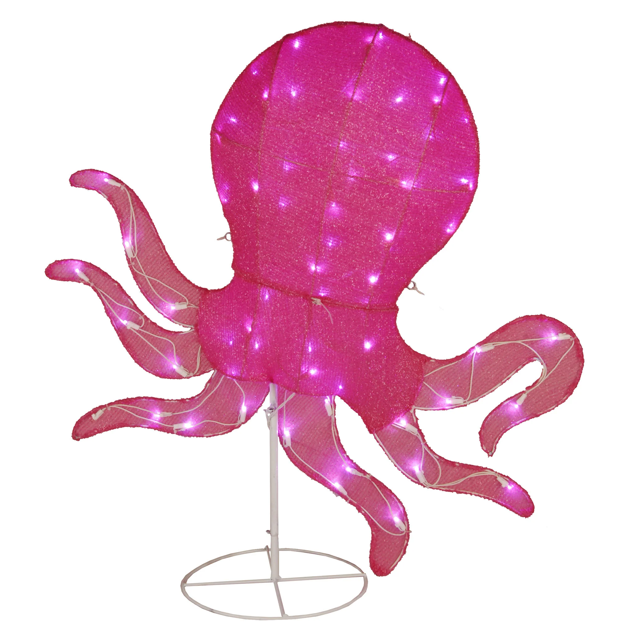 36 in. Spring Smiling Octopus Outdoor Decoration with LED Lights - Image 3