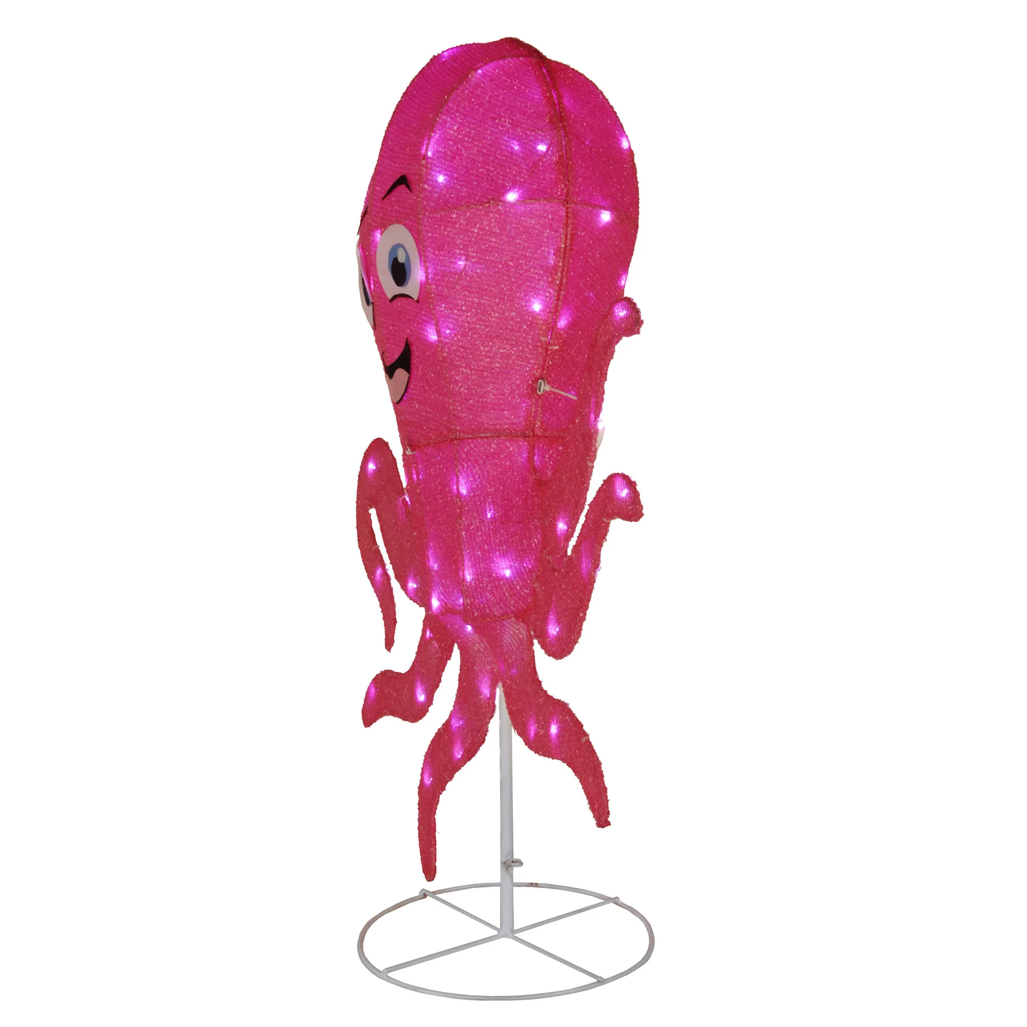 36 in. Spring Smiling Octopus Outdoor Decoration with LED Lights - Image 4