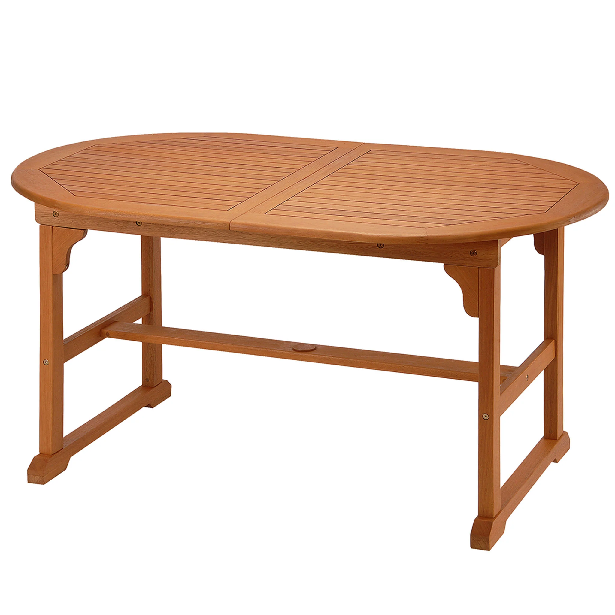 79x35x30 in. Eucalyptus Grandis Wood Oval Extention Table, Natural Color - Image 3