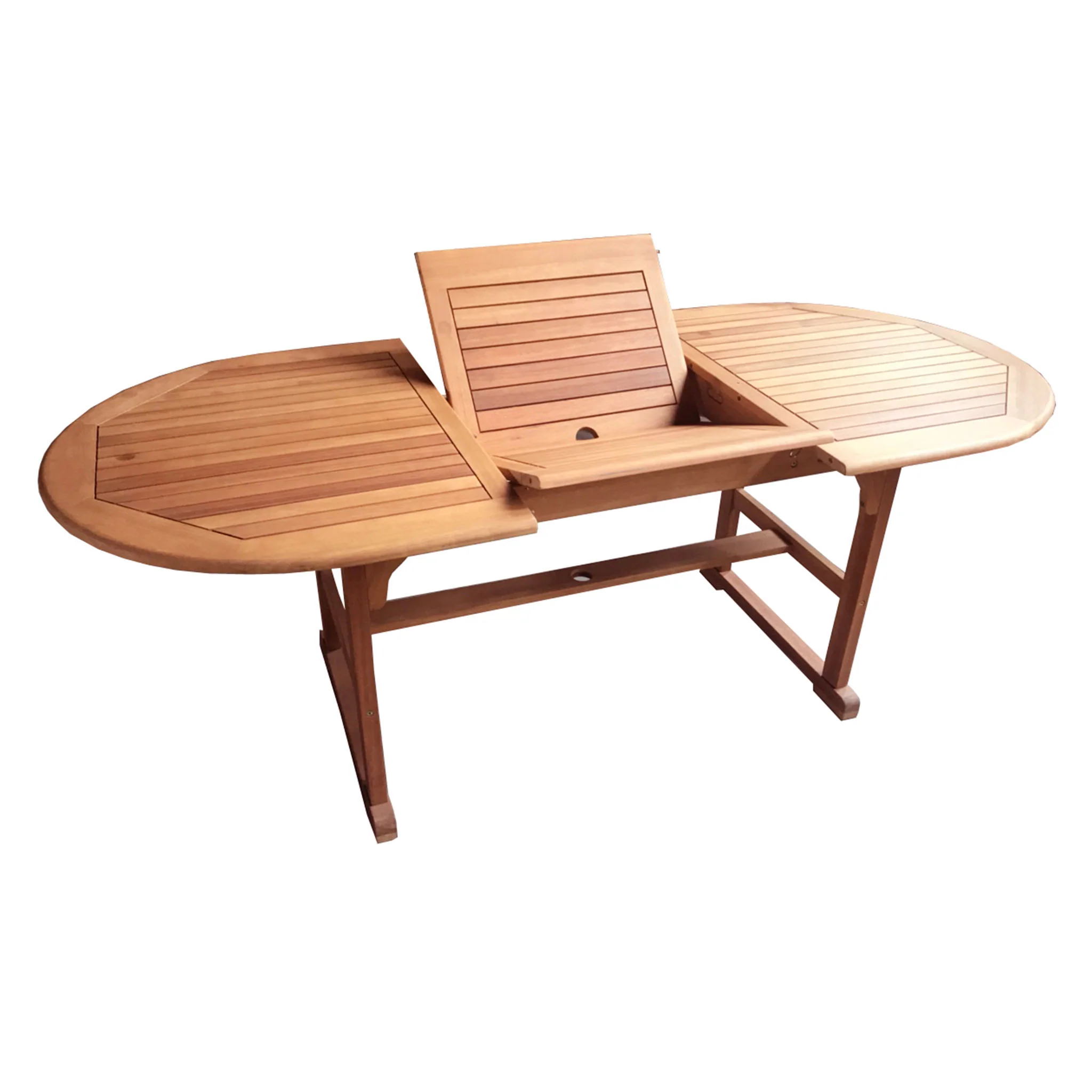 79x35x30 in. Eucalyptus Grandis Wood Oval Extention Table, Natural Color - Image 4