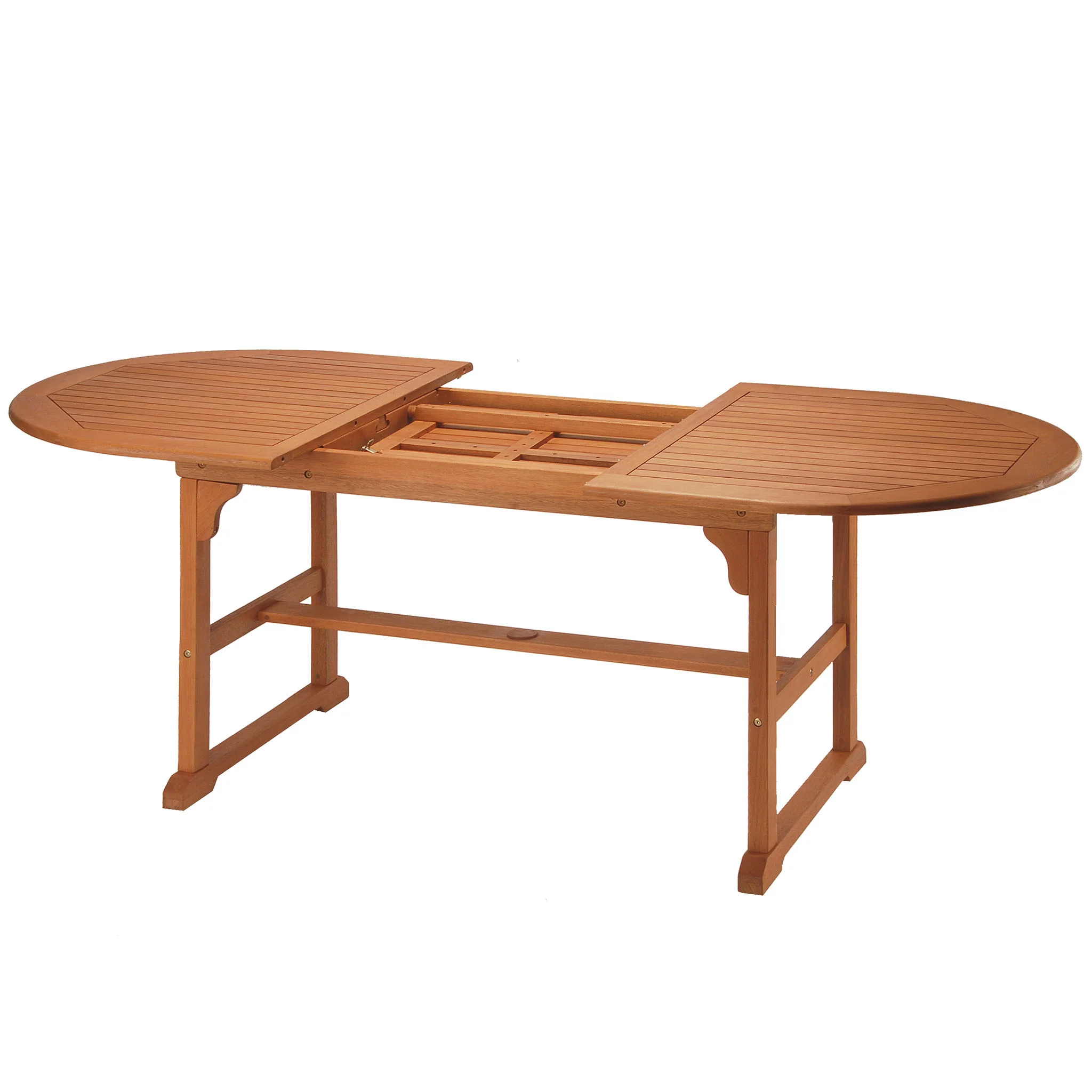 79x35x30 in. Eucalyptus Grandis Wood Oval Extention Table, Natural Color - Image 6
