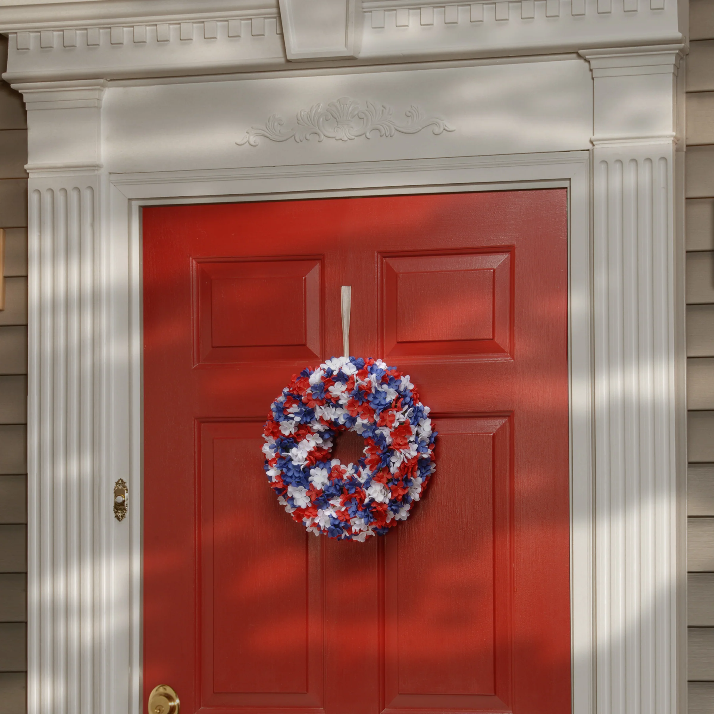 14 in. Patriotic Hydrangea Wreath - Image 2