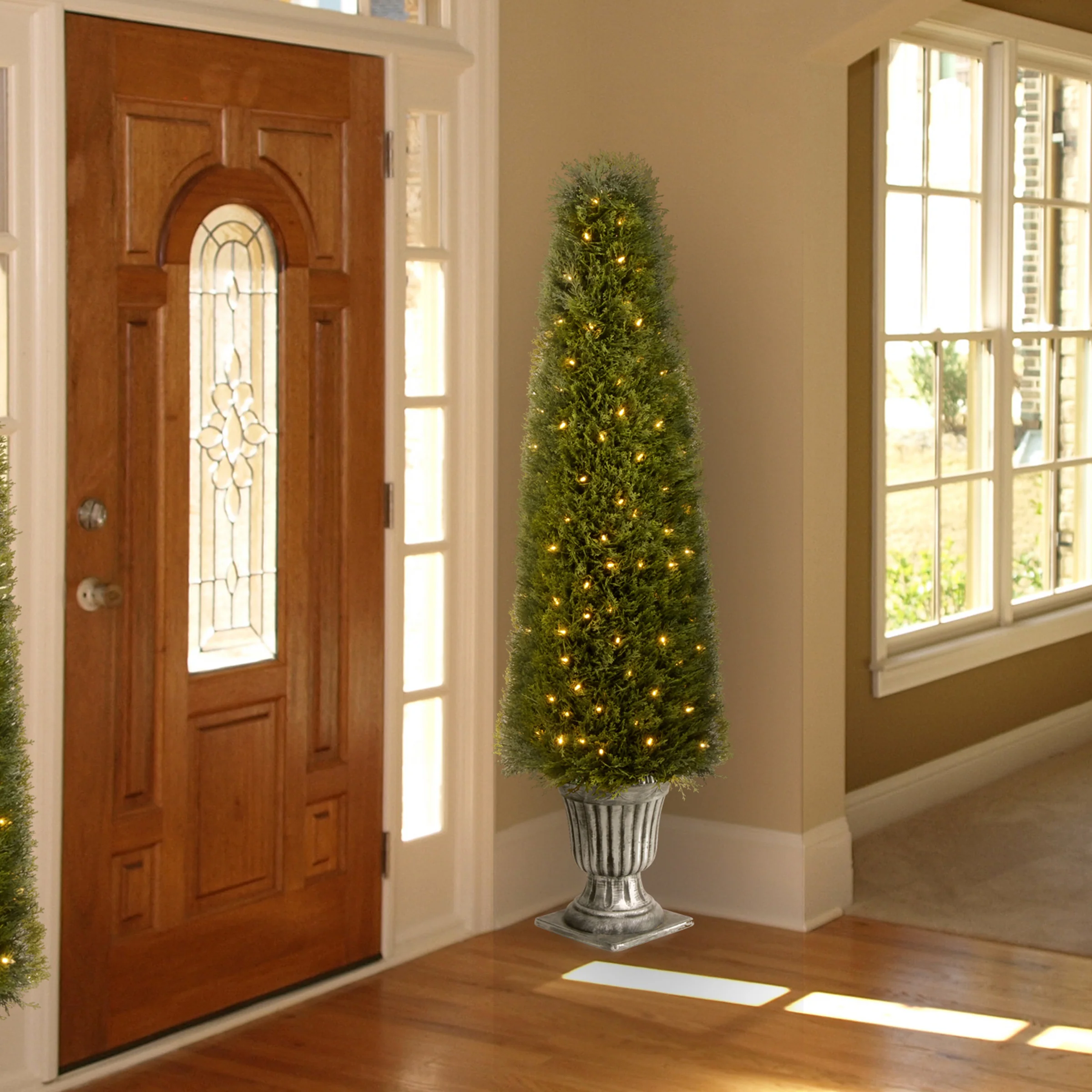60 in. Pre-Lit Upright Juniper Topiary - Image 2