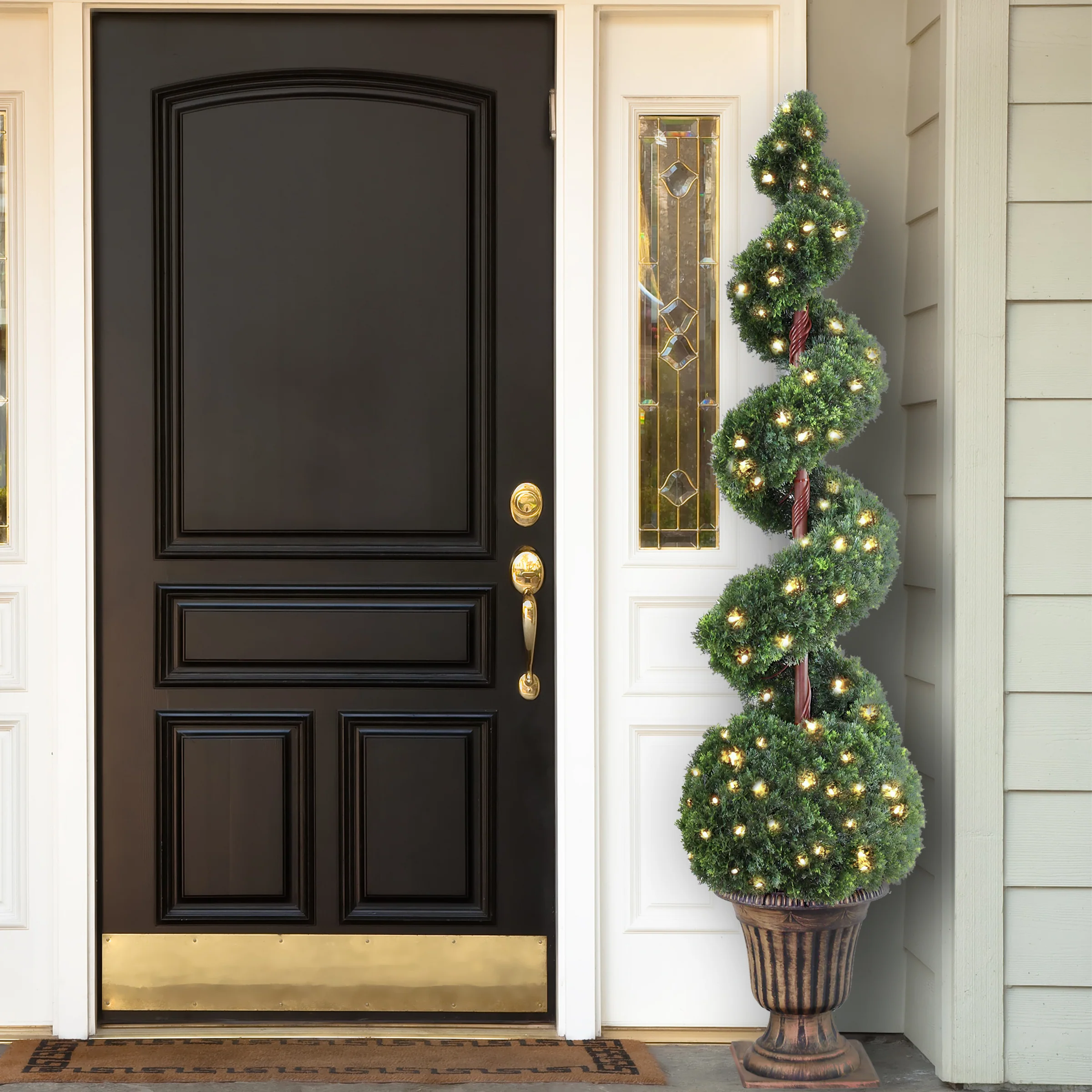 66 in. Pre-Lit Cedar Spiral Topiary Tree - Image 2