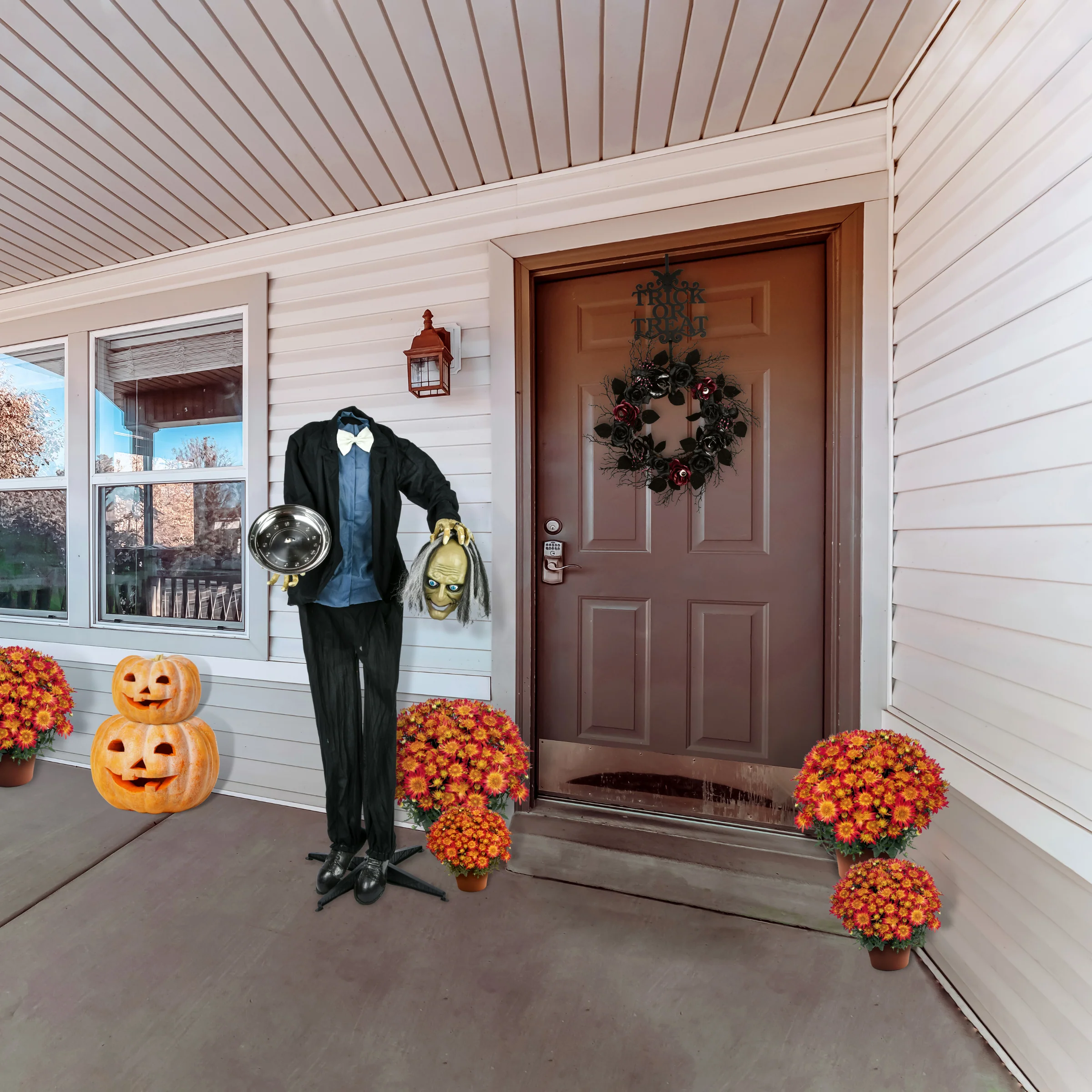59 in. Halloween Pre-Lit Sound Activated Animated Headless Man with LED Lights - Image 2