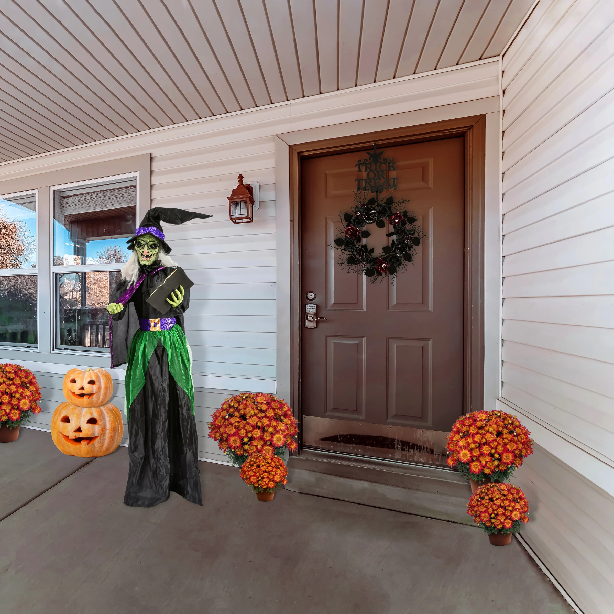 Halloween Pre Lit Animated Wicked Witch, Black, Sound Activated, LED Lights, Battery Operated, 6 Feet - Image 2