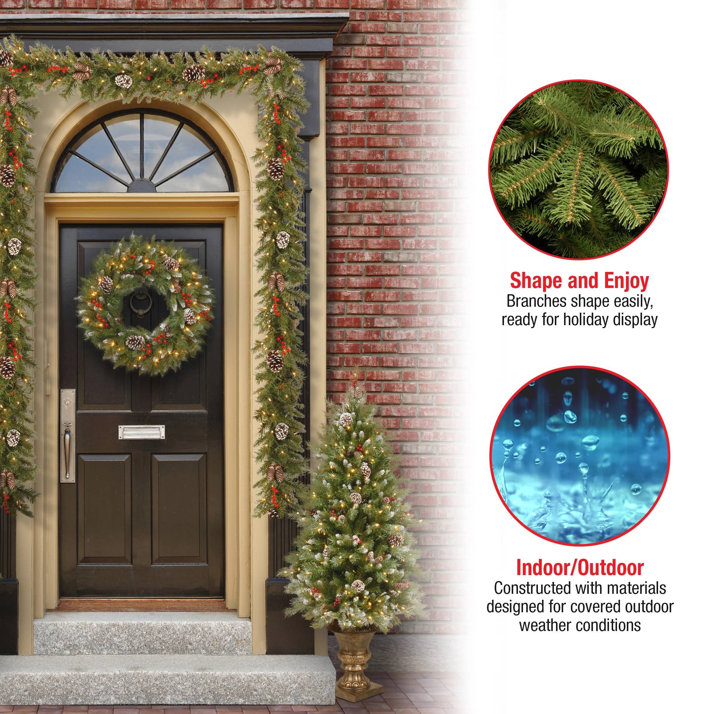 Pre-Lit Frosted Berry Assortment with 2 Entrance Trees, 1 Wreath, 2 Garland - Image 6