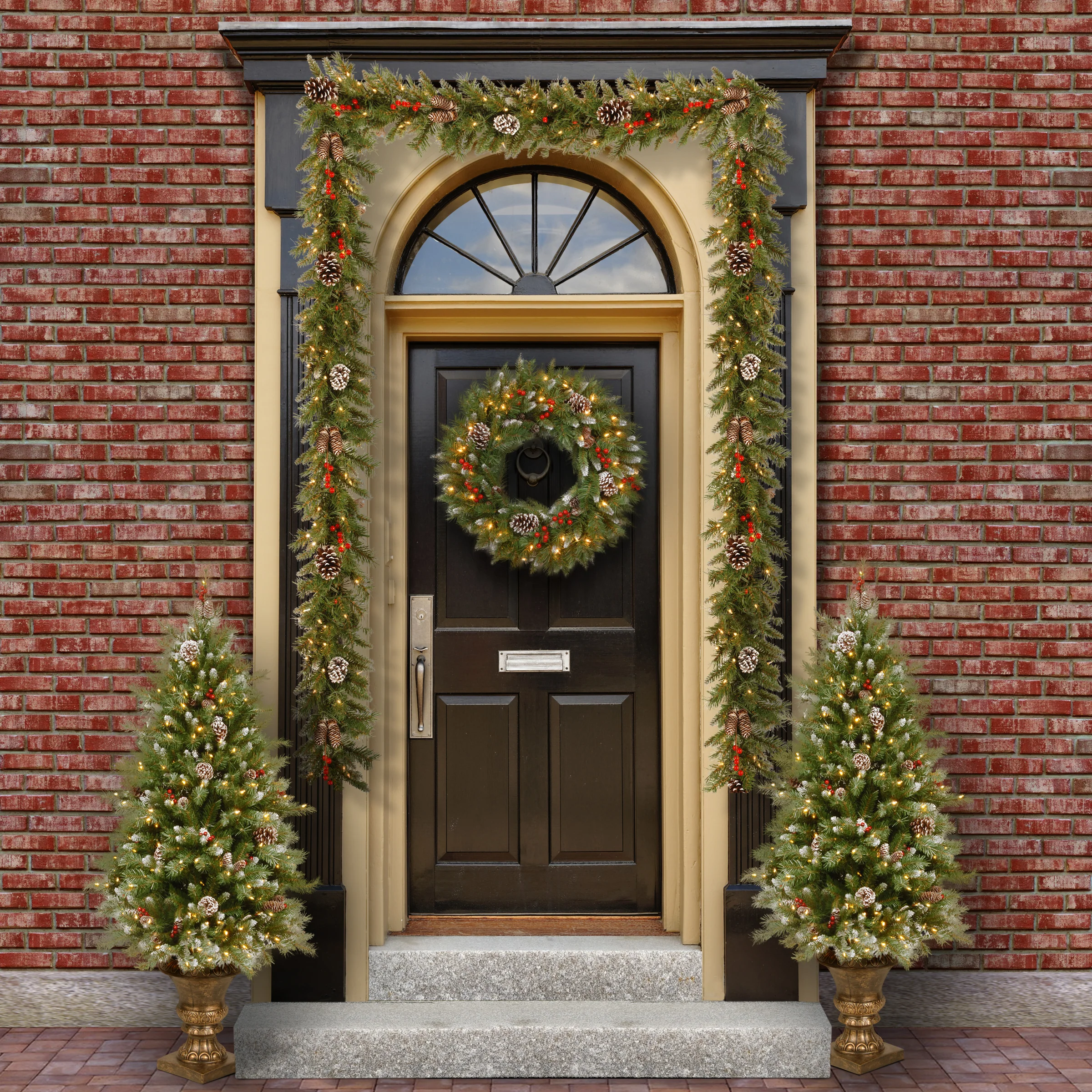 Pre-Lit Frosted Berry Assortment with 2 Entrance Trees, 1 Wreath, 2 Garland - Image 7