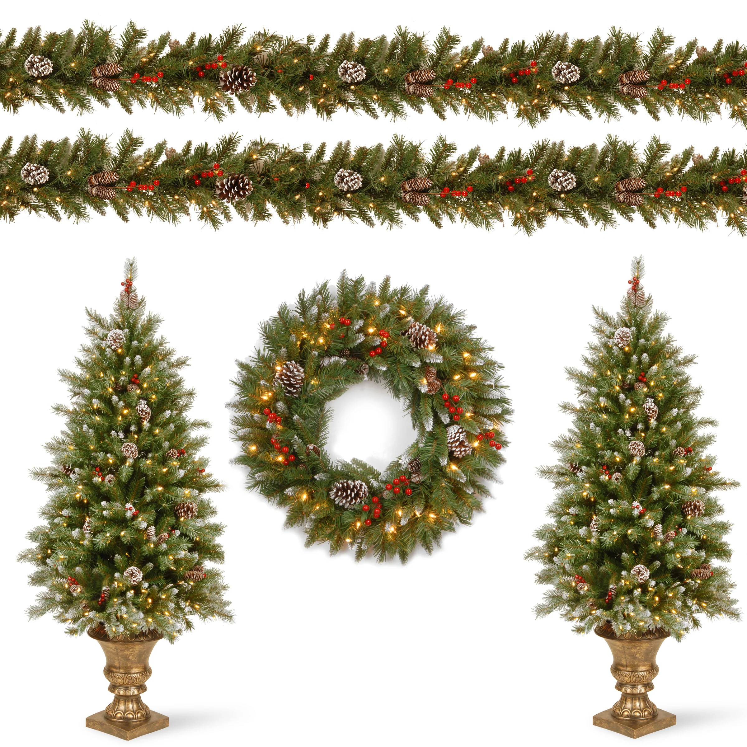 Pre-Lit Frosted Berry Assortment with 2 Entrance Trees, 1 Wreath, 2 Garland - Image 9