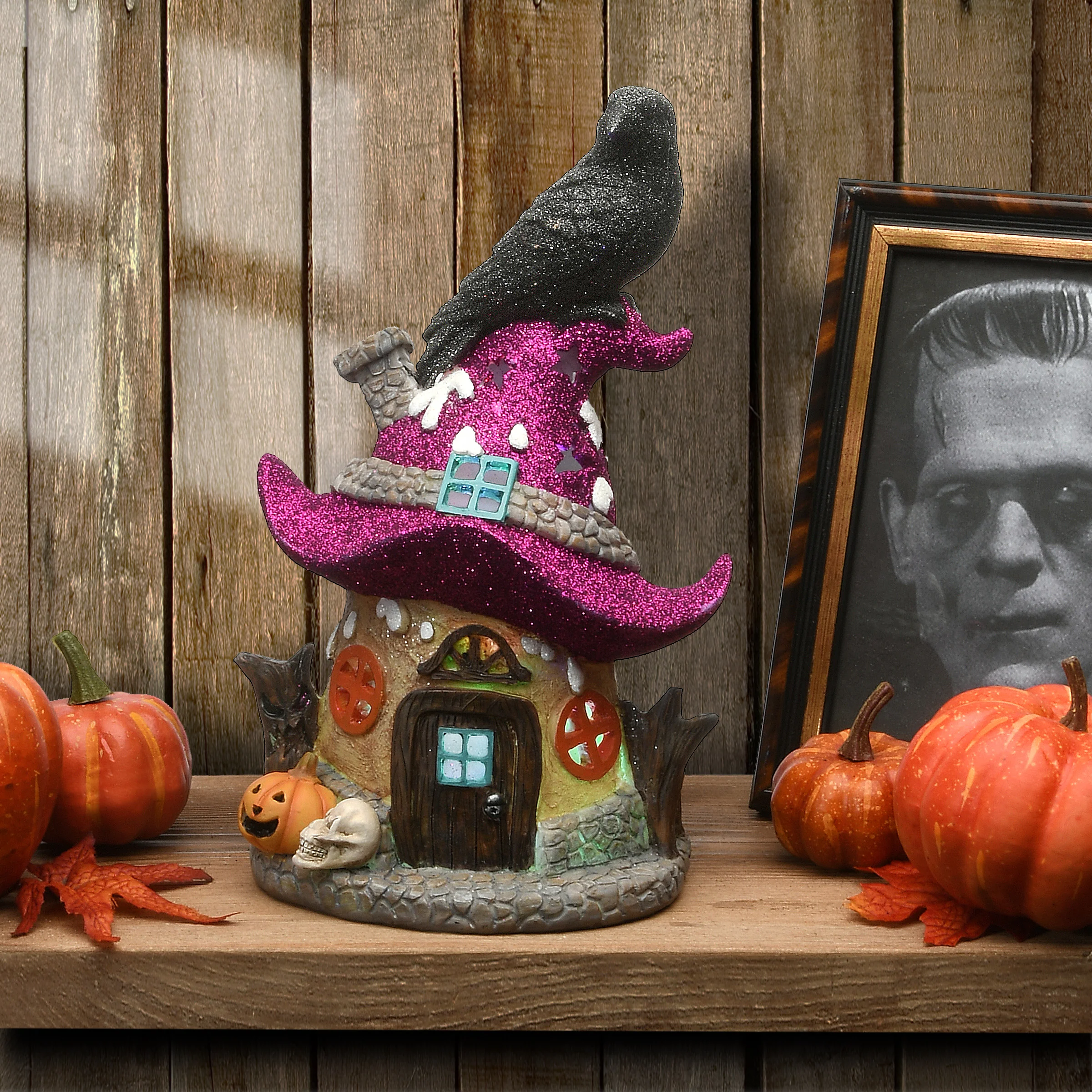 10 in. Halloween Pre-Lit Haunted Mushroom House Decoration with LED Lights - Image 2