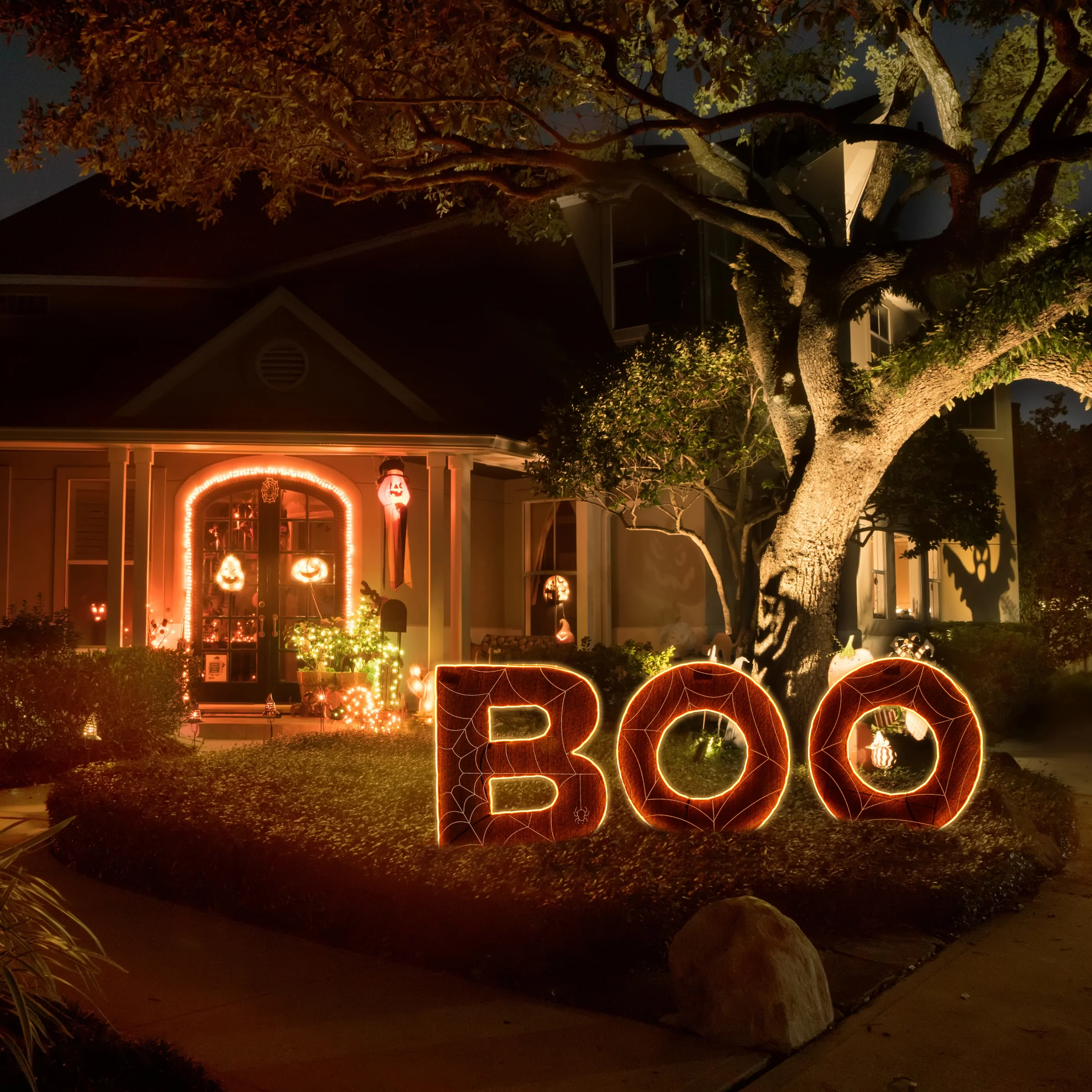 47 in. Halloween Pre-Lit BOO Outdoor Lawn Decoration with LED Lights, Plug-In - Image 2