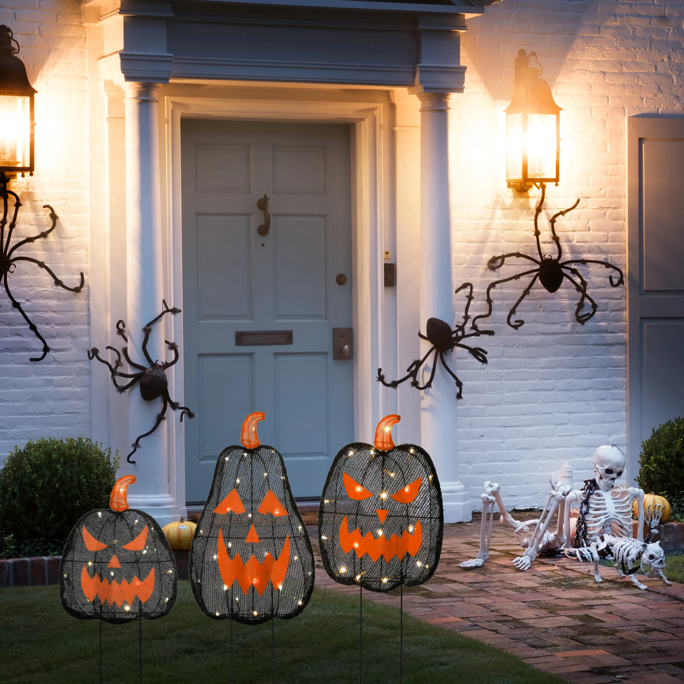 35 in. 3-Piece Halloween Pre-Lit Menacing Jack O Lantern Trio with LED Lights, Plug-In - Image 2