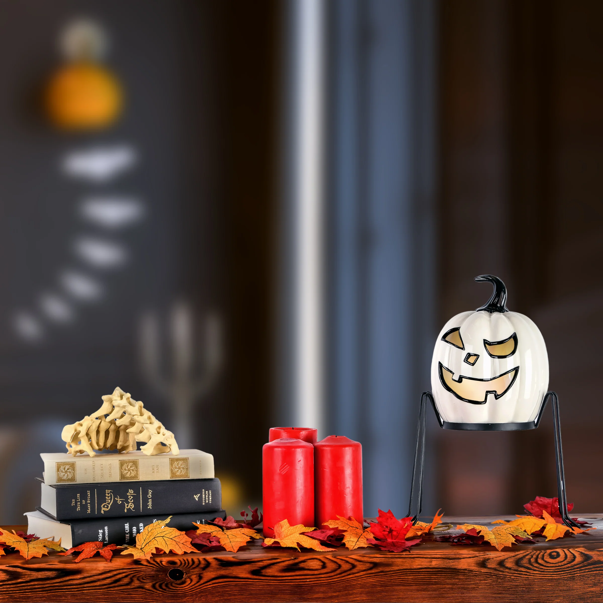 15 in. Halloween Pre-Lit Ghost Pumpkin Tabletop Decoration - Image 2