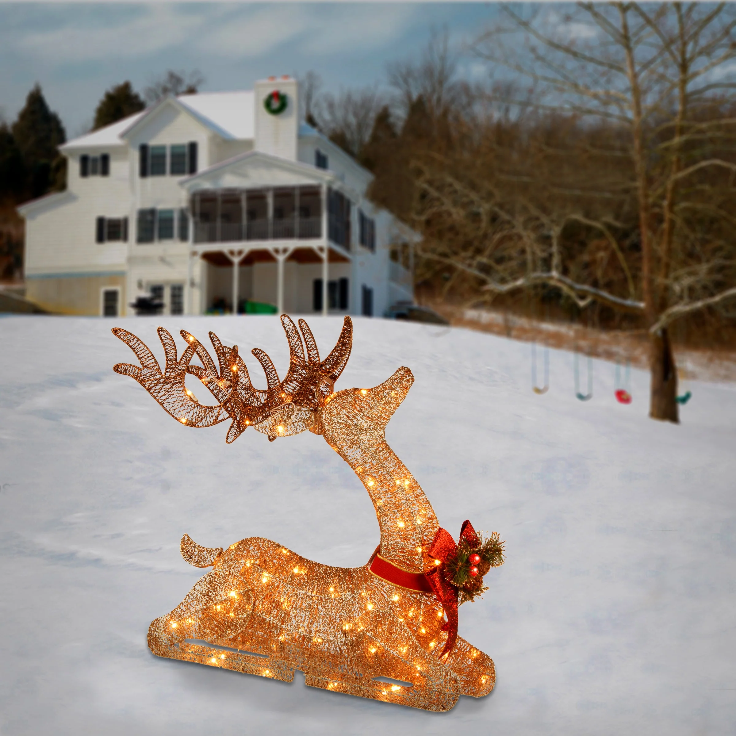 31 in. Sisal Splendor Champagne Lying Deer, Plug-In - Image 3
