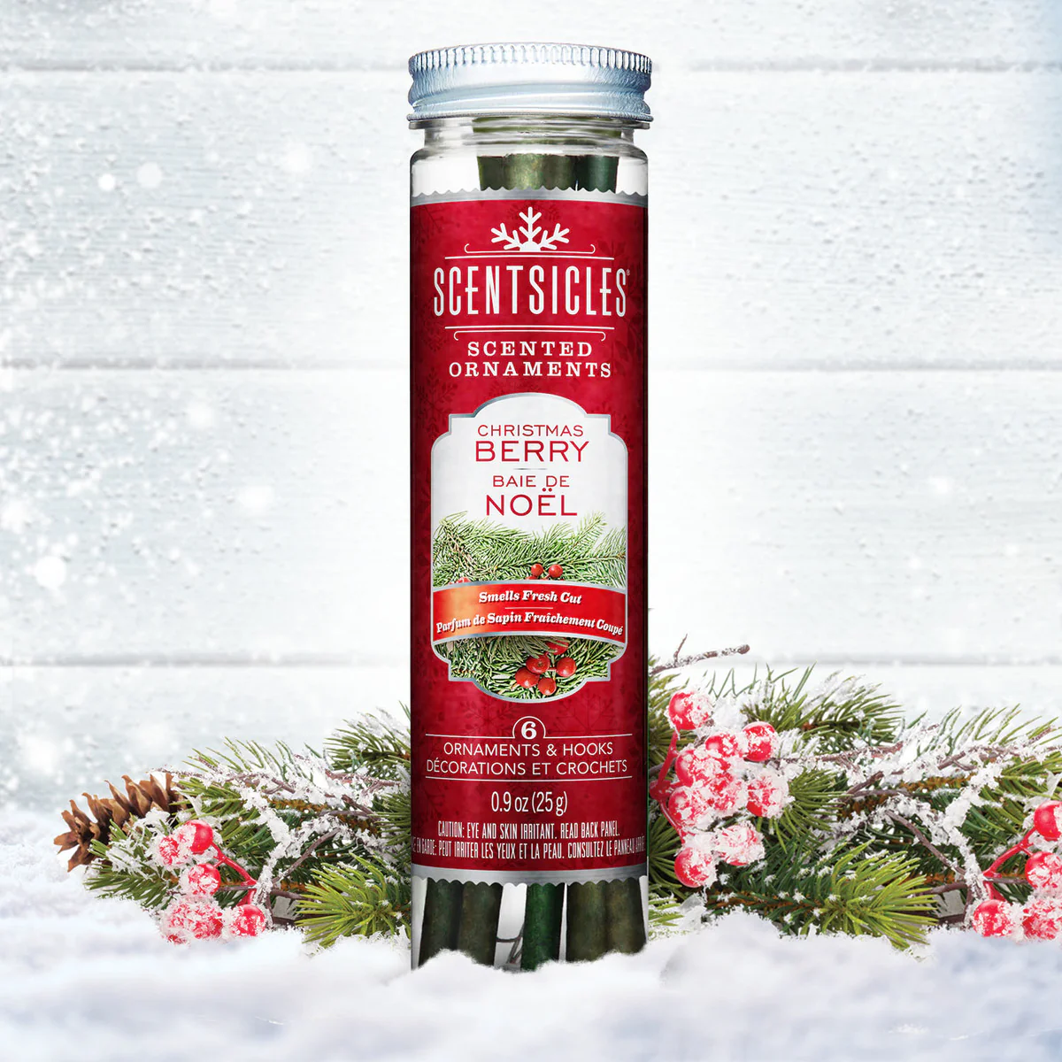Scented Ornaments, 2-Pack- 6ct Bottle, Christmas Berry, Fragrance-Infused Paper Sticks - Image 3