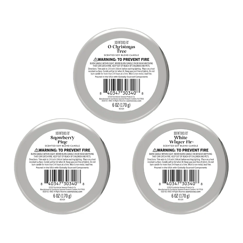 Scentsicles, Candles, 1 White Winter Fir/1 O Christmas Tree/ 1 Snowberry Pine-3 pack - Image 3