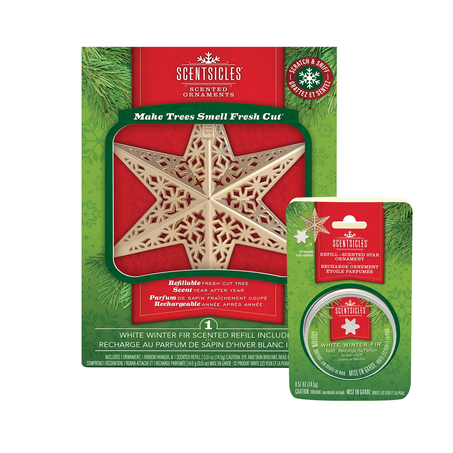 Scentsicles Decorative Ornament, Metal Gold Star, White Winter Fir with Refill - Image 3