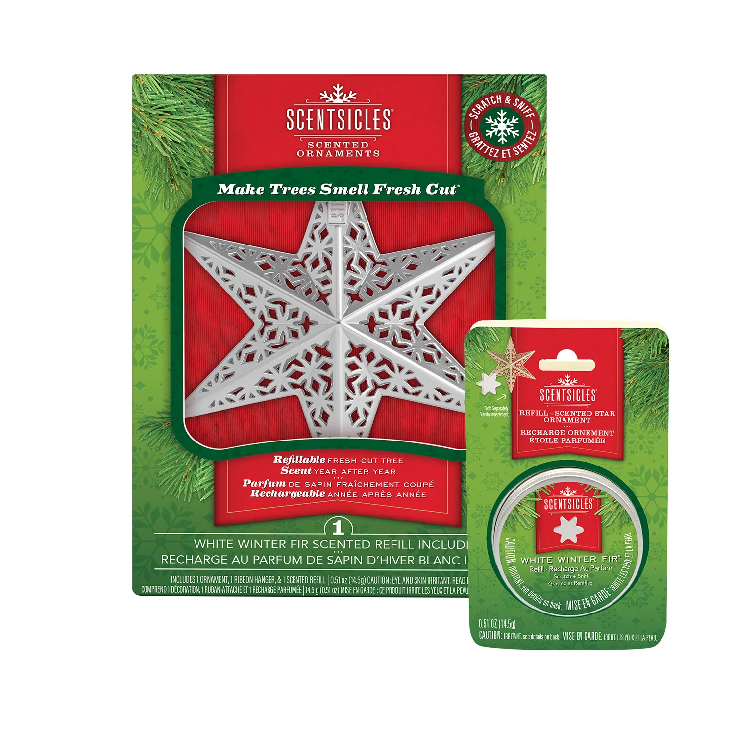 Scentsicles Decorative Ornament, Metal White Star, White Winter Fir with Refill - Image 5