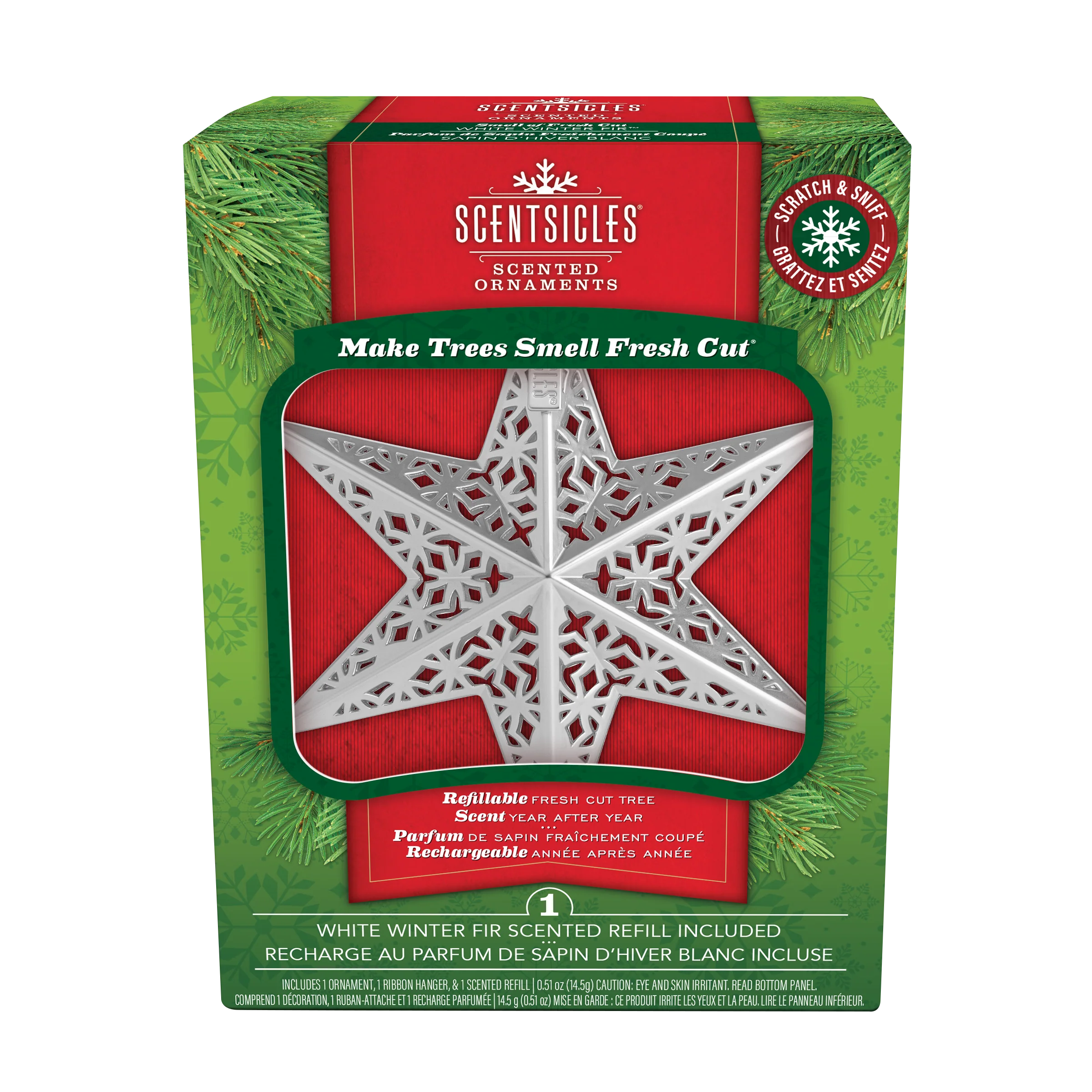 Scentsicles Decorative Ornament, Metal White Star, White Winter Fir with Refill - Image 8