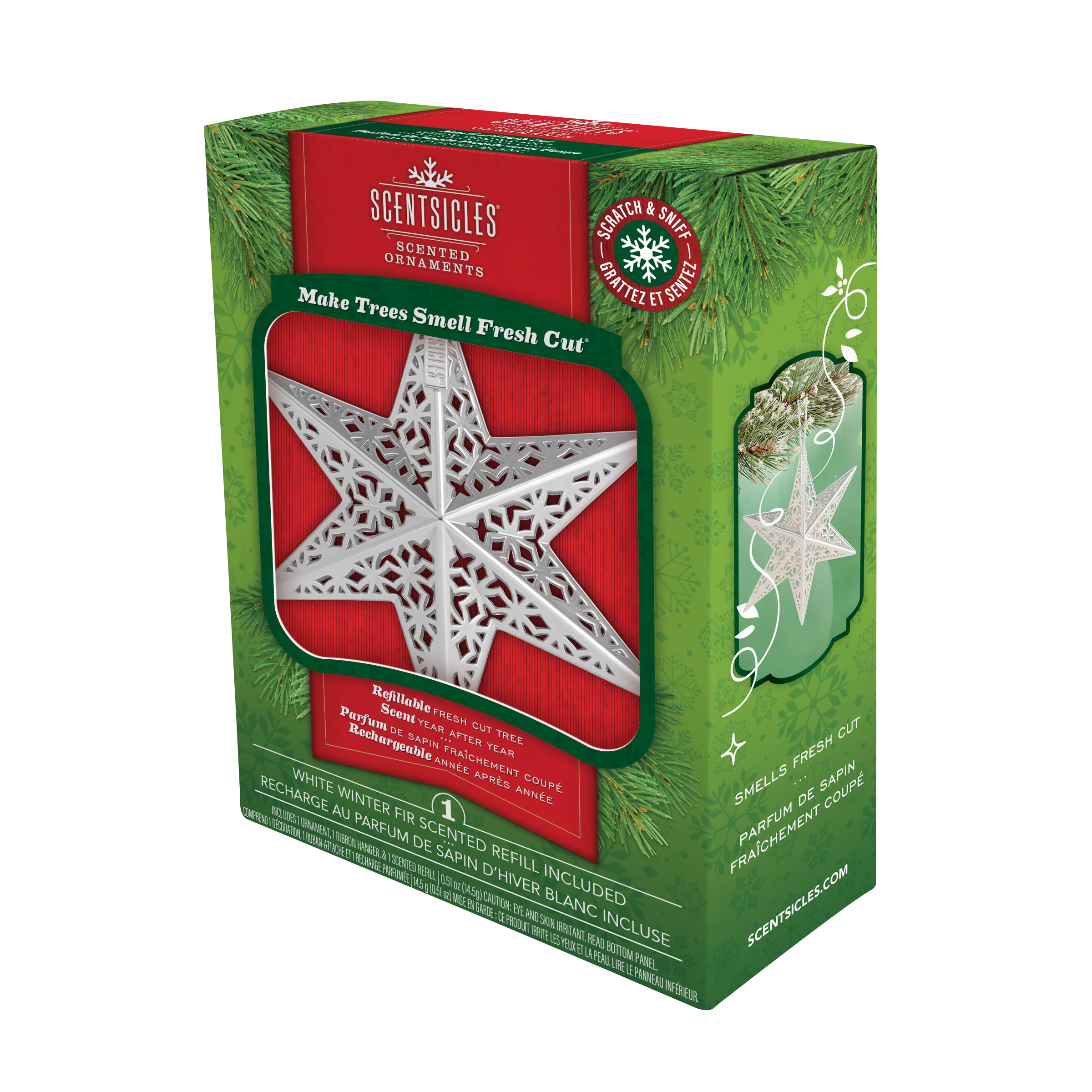 Scentsicles Decorative Ornament, Metal White Star, White Winter Fir with Refill - Image 9