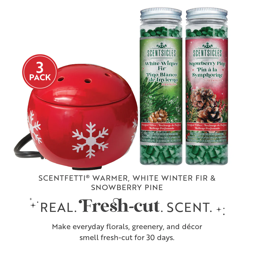 Scentsicles, Red Snowflake Warmer, Scentfetti 1 White Winter Fir /1Snowberry Pine- 3 pack - Image 3