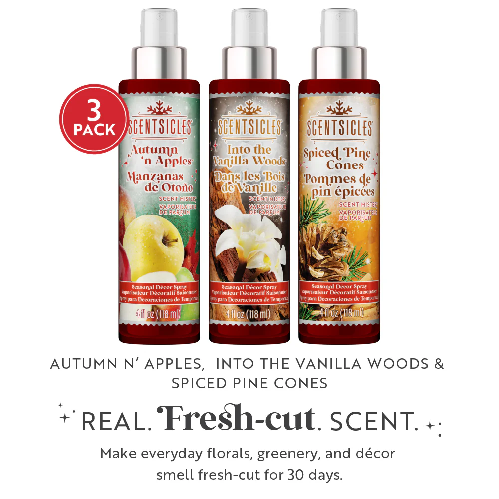 Scentsicles, Scent Mister, 1 Into the Vanilla Woods/1 Autumn 'n Apples/ 1 Spiced Pine Cones- 3 pack - Image 3