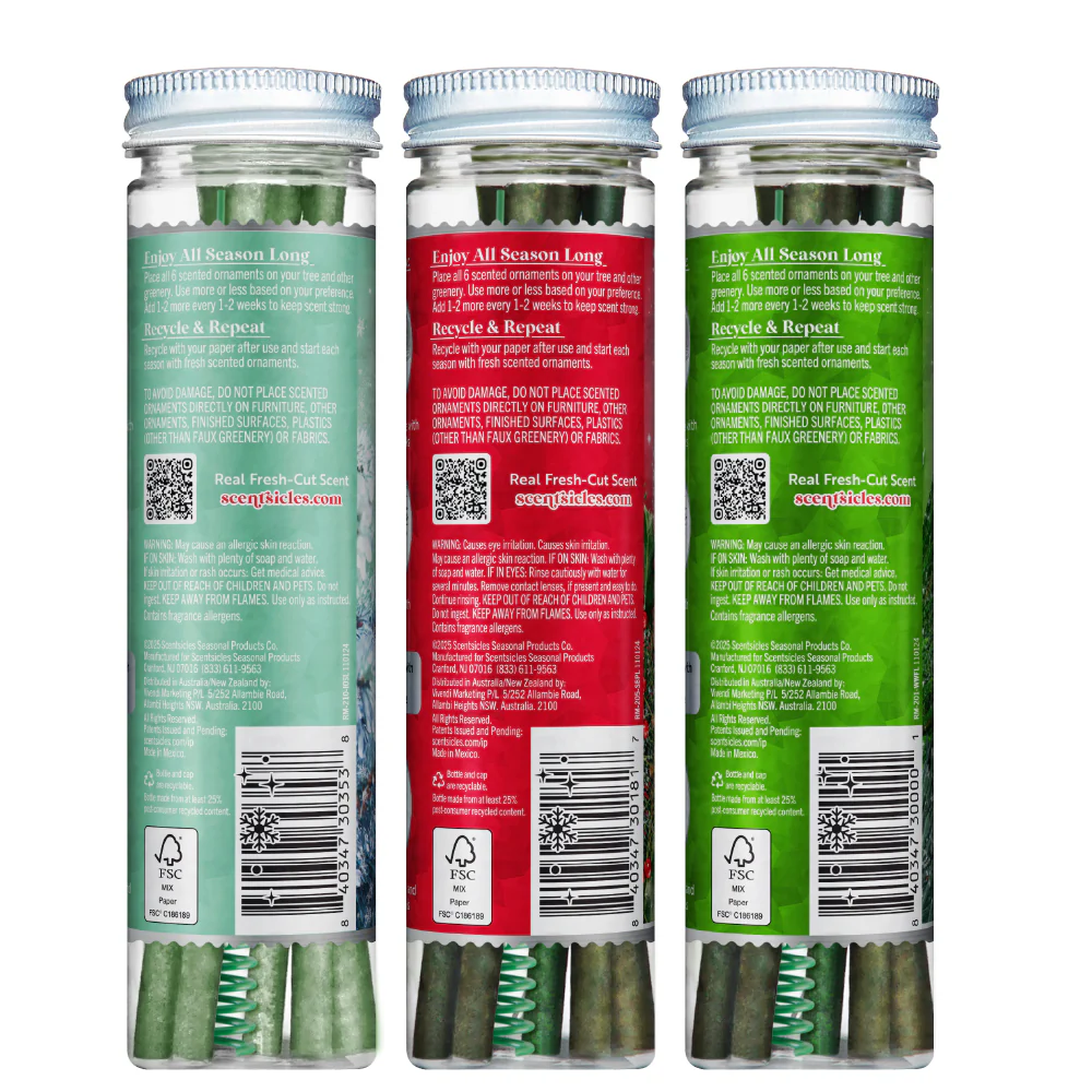 Scentsicles, Scented Ornament 6pc Stick, White Winter Fir, Snowberry Pine and Icicles on Spruce Sticks - 3 Pack - Image 2