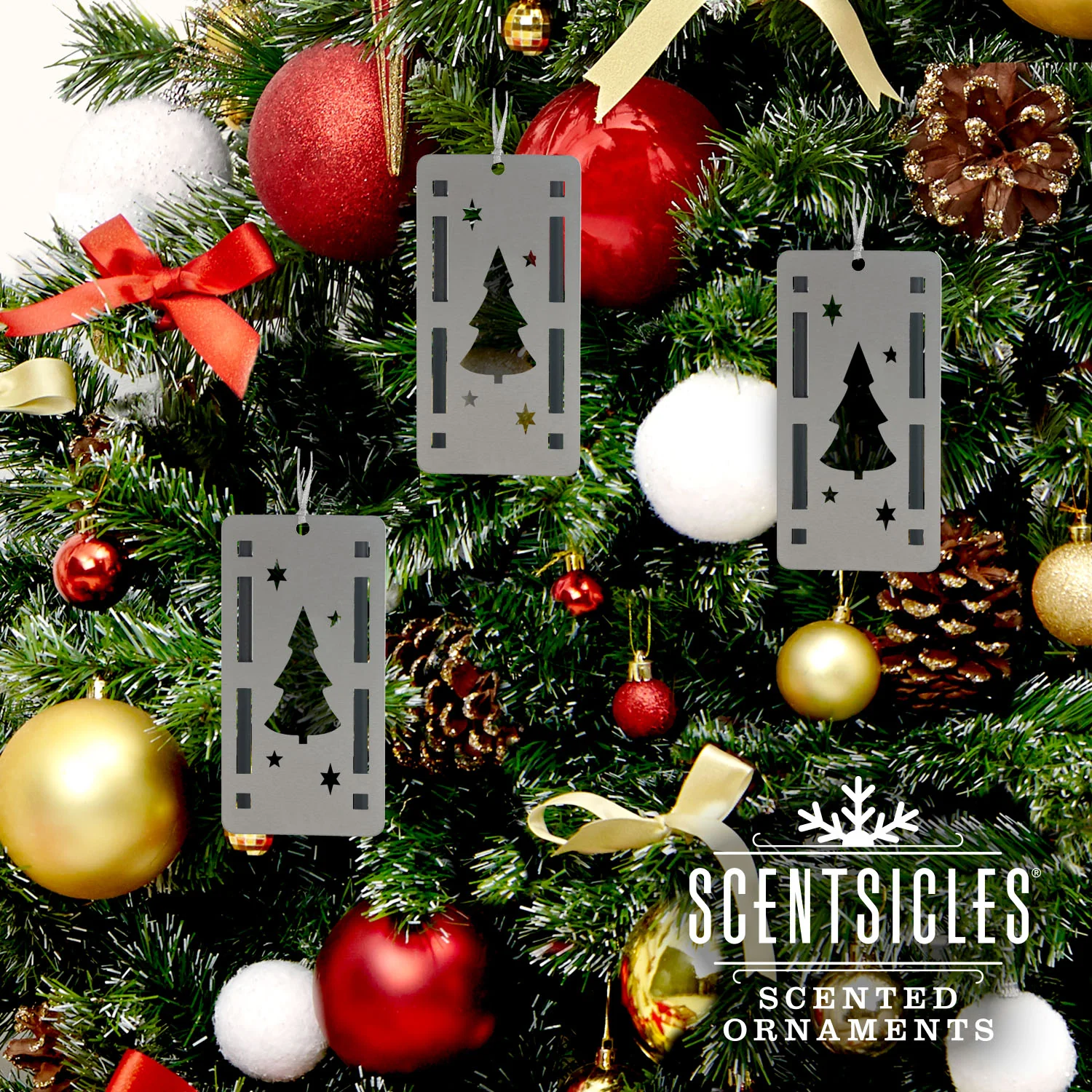 Scentsicles Trio Ornament Set of 3 and White Winter Fir Bottle of 6 Sticks - Image 4