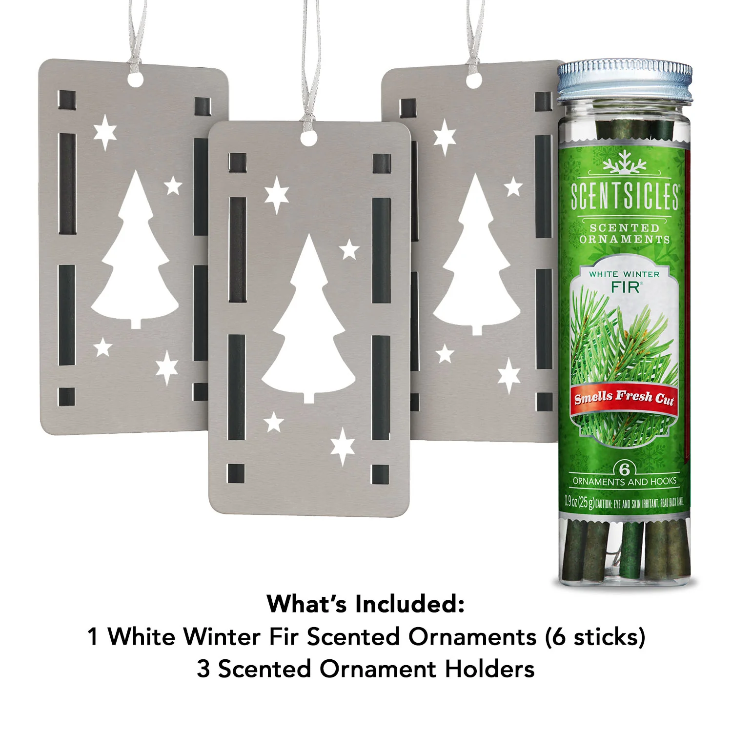 Scentsicles Trio Ornament Set of 3 and White Winter Fir Bottle of 6 Sticks - Image 5