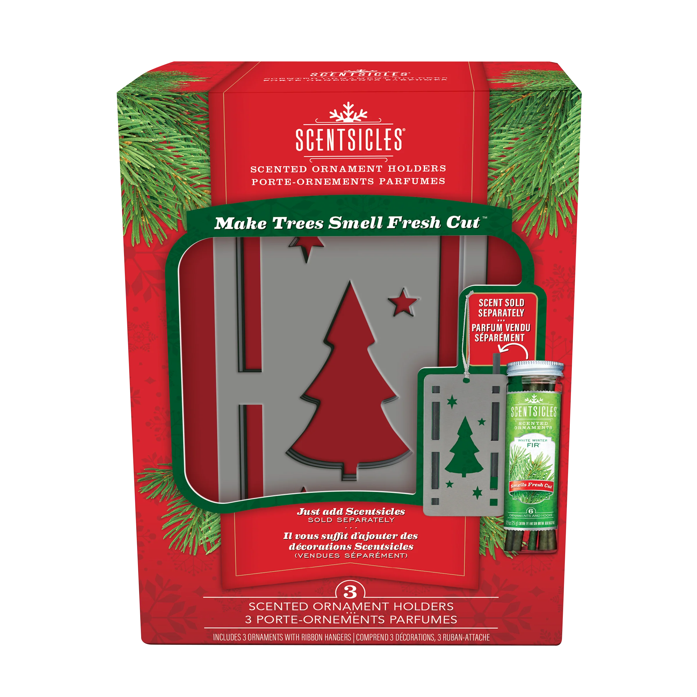 Scentsicles Trio Ornament Set of 3 and White Winter Fir Bottle of 6 Sticks - Image 6
