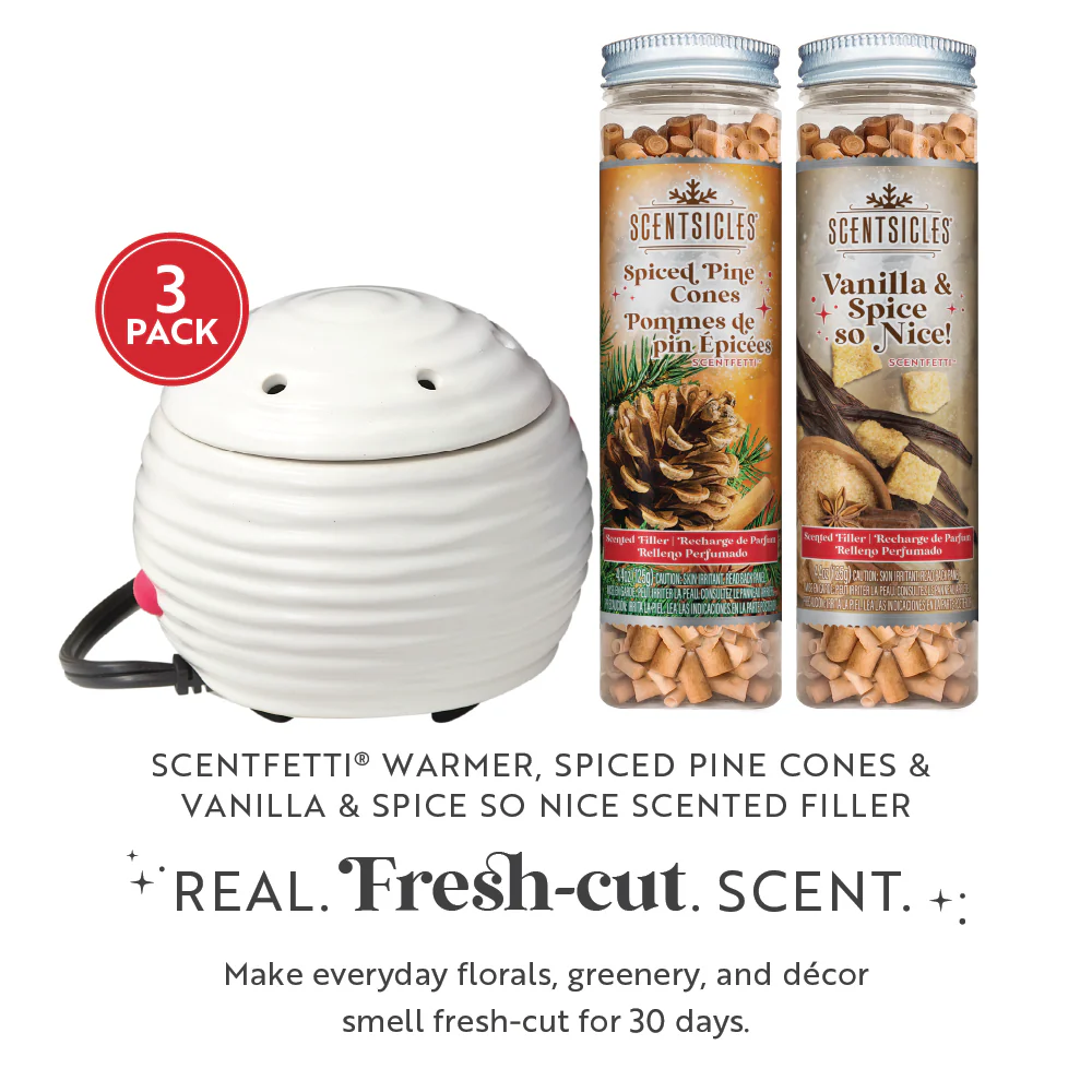 Scentsicles, White Warmer, Scentfetti 1 Spiced Pine Cones /1 Vanilla & Spice, So Nice! 3 pack - Image 3