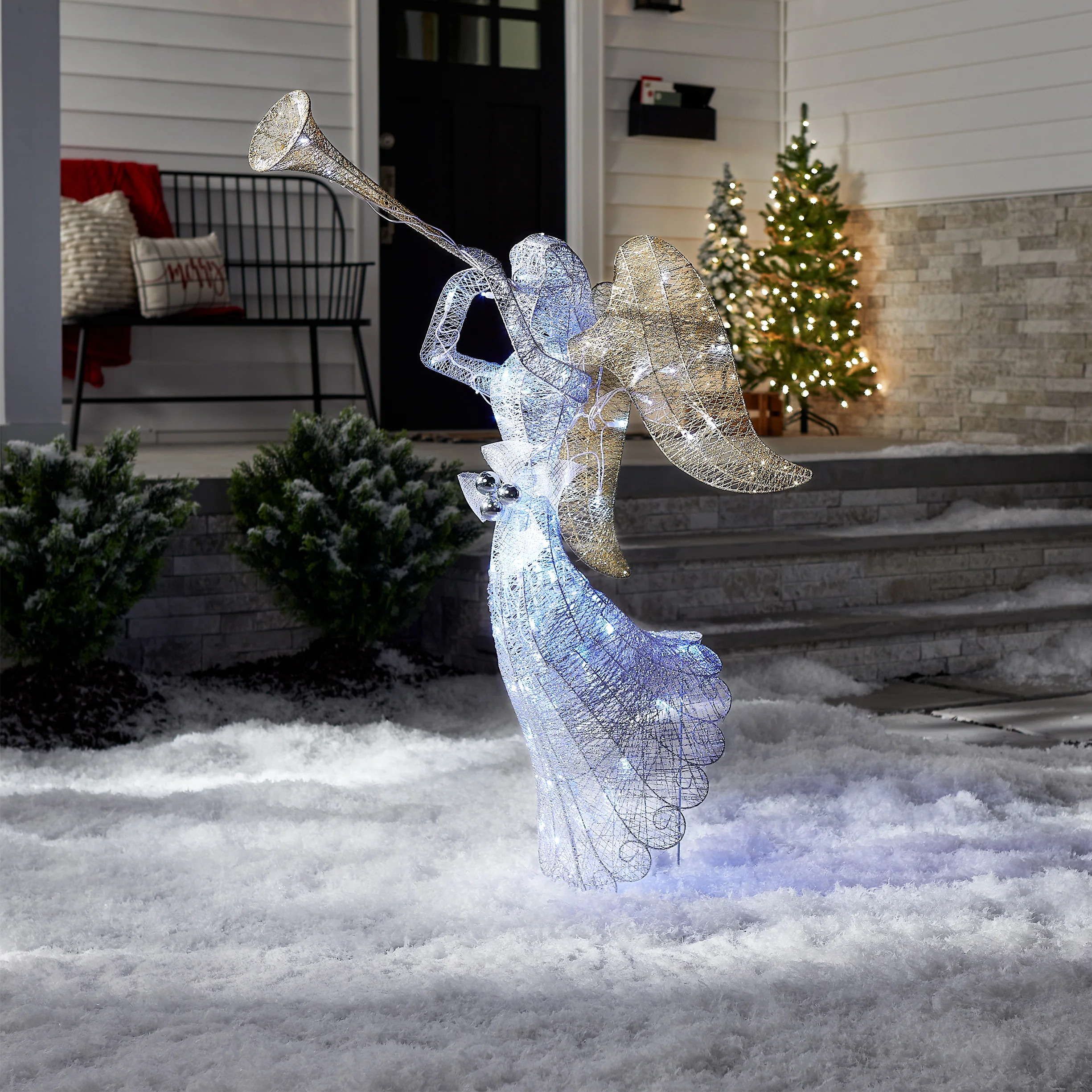 48 in. Silver Angel Decor with White LED Lights, Plug-In - Image 2