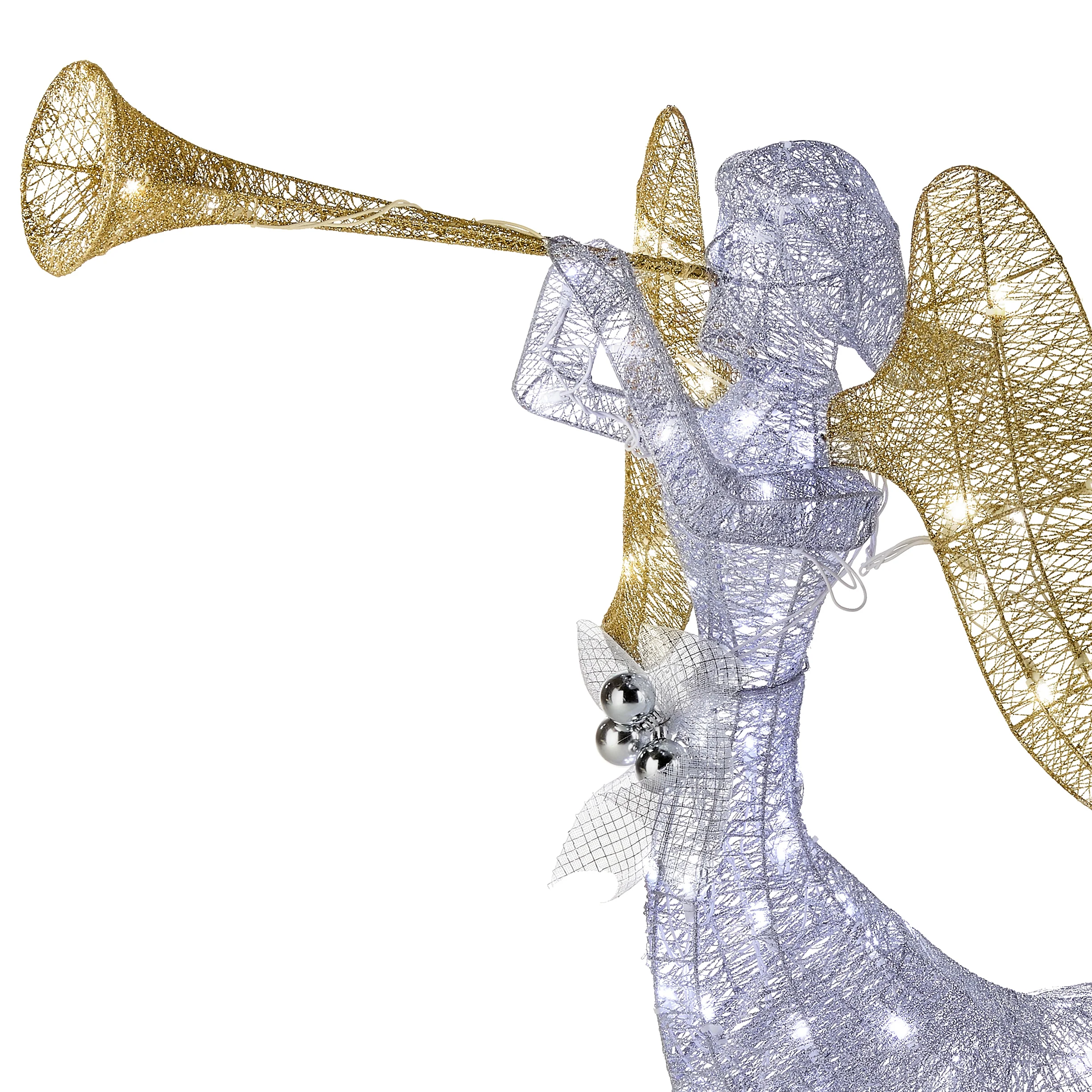 48 in. Silver Angel Decor with White LED Lights, Plug-In - Image 3