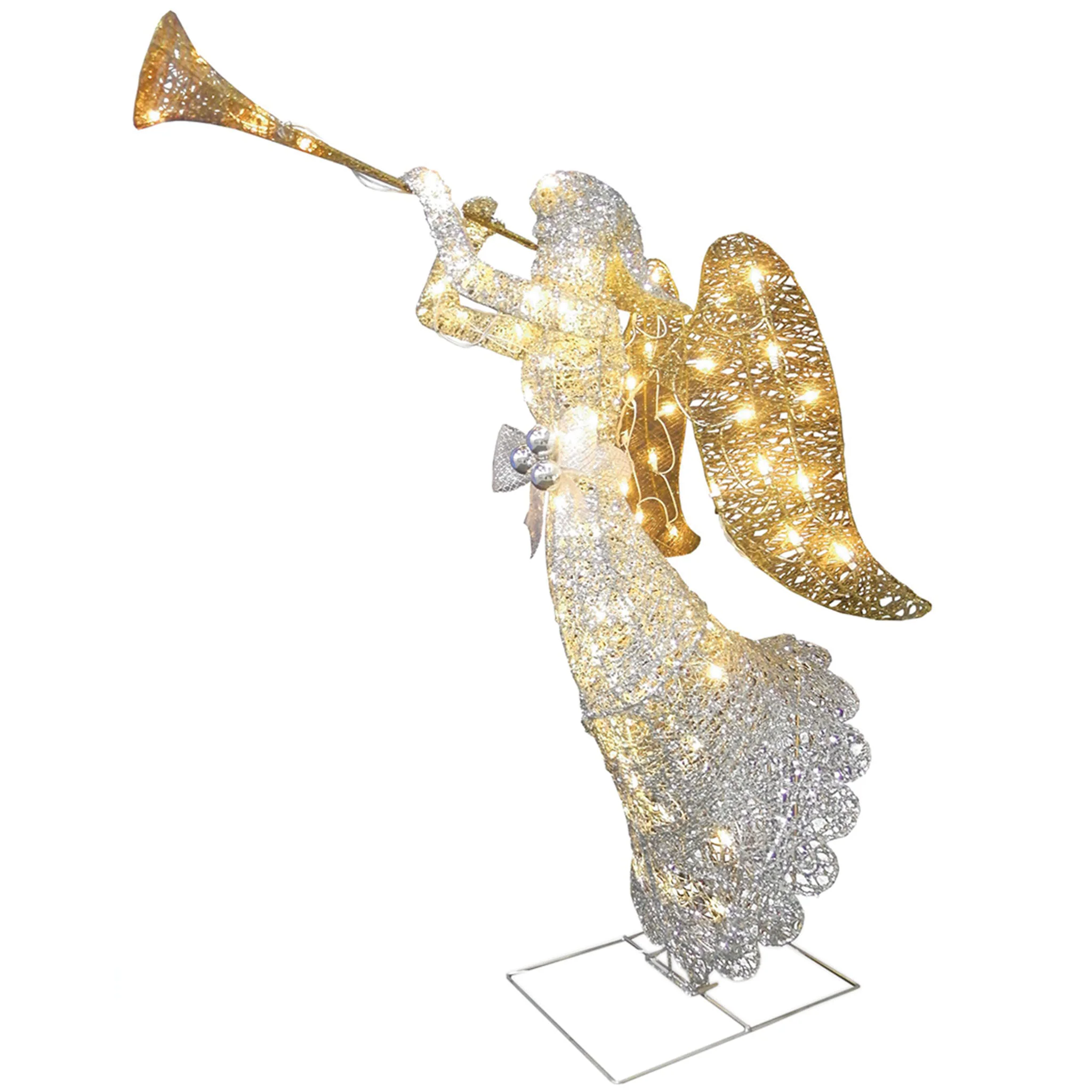 48 in. Silver Angel Decor with White LED Lights, Plug-In - Image 5
