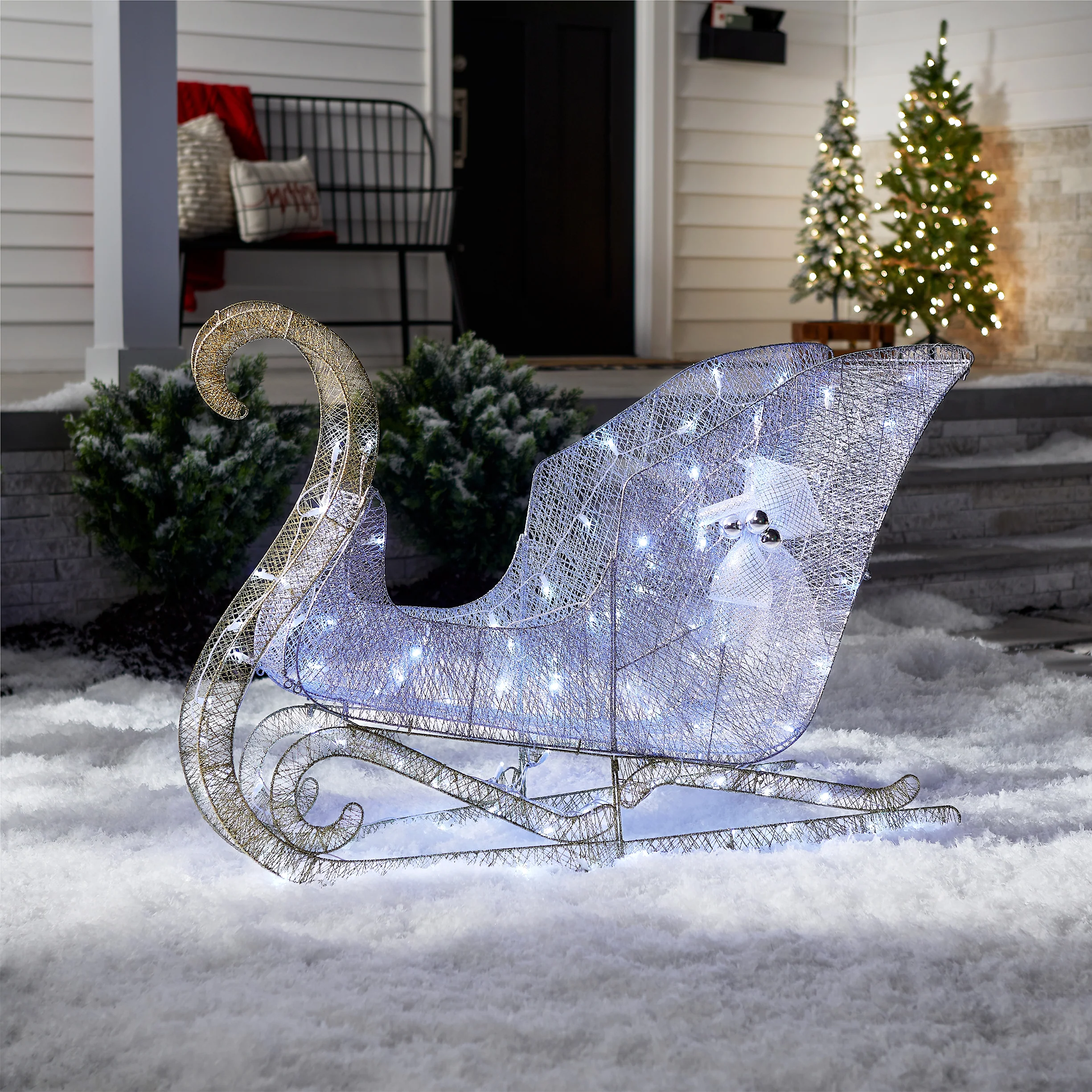 48 in. Santas Sleigh with Cool White LED Lights, Plug-In - Image 3