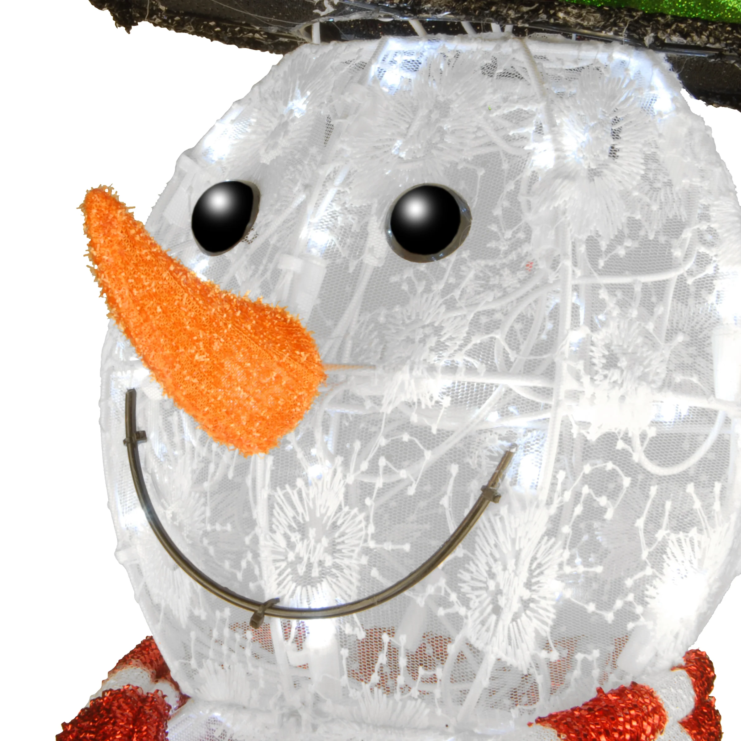 48 in. Pre-Lit Snowflake Fabric Snowman with LED Lights - Image 4