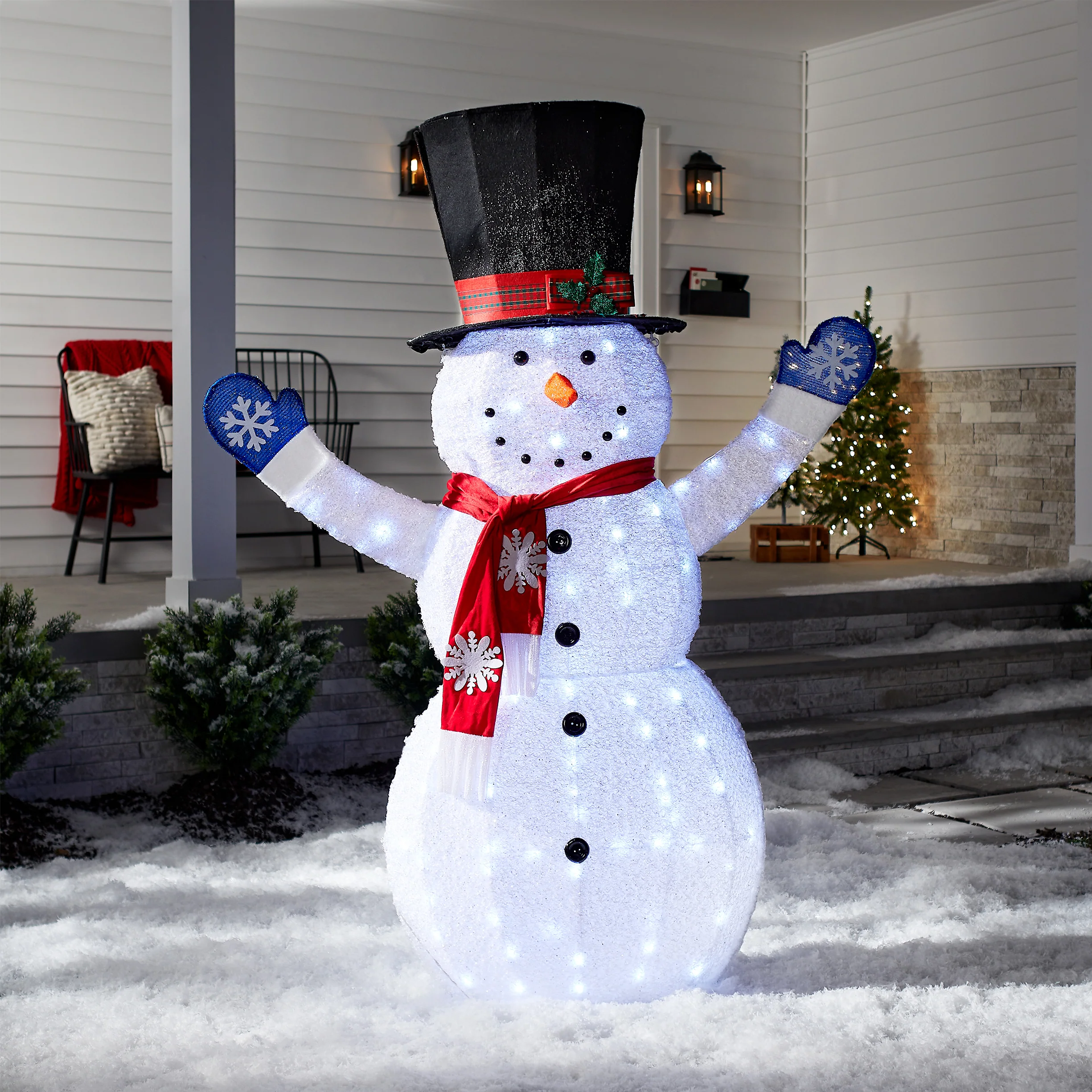 72 in. Snowman Decoration with White LED Lights, Plug-In - Image 2