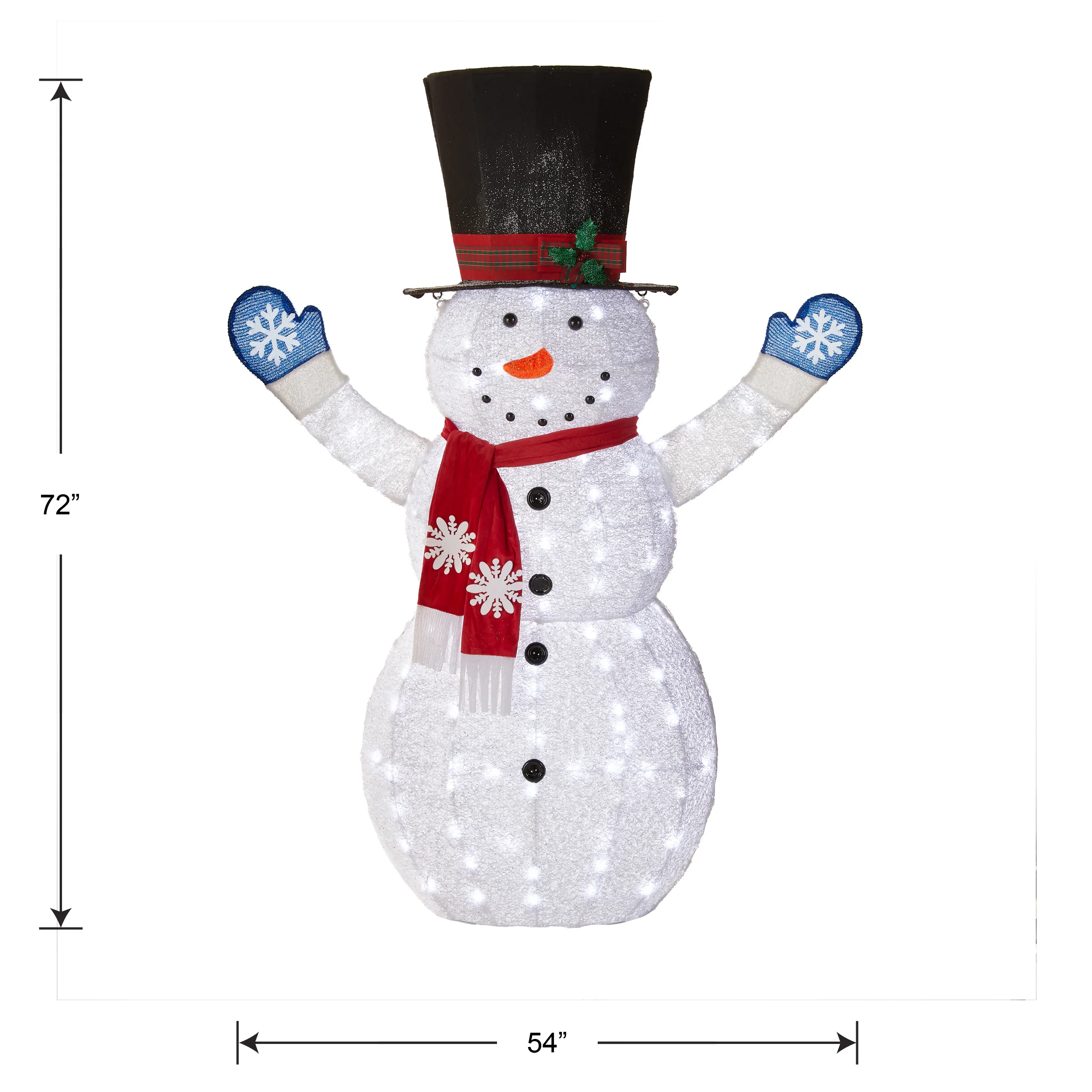 72 in. Snowman Decoration with White LED Lights, Plug-In - Image 4