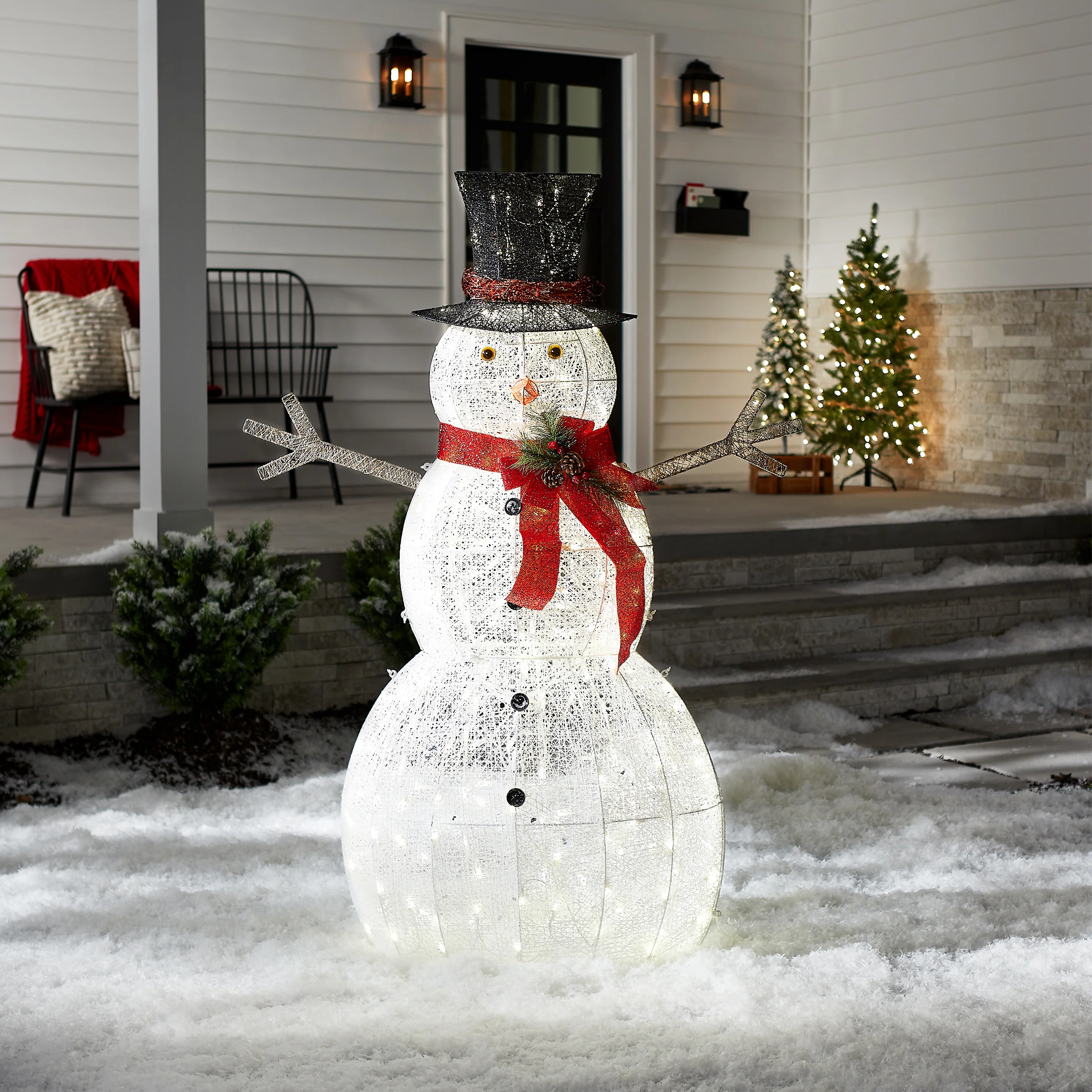 60 in. Snowman Decoration with Warm White LED Lights, Plug-In - Image 2