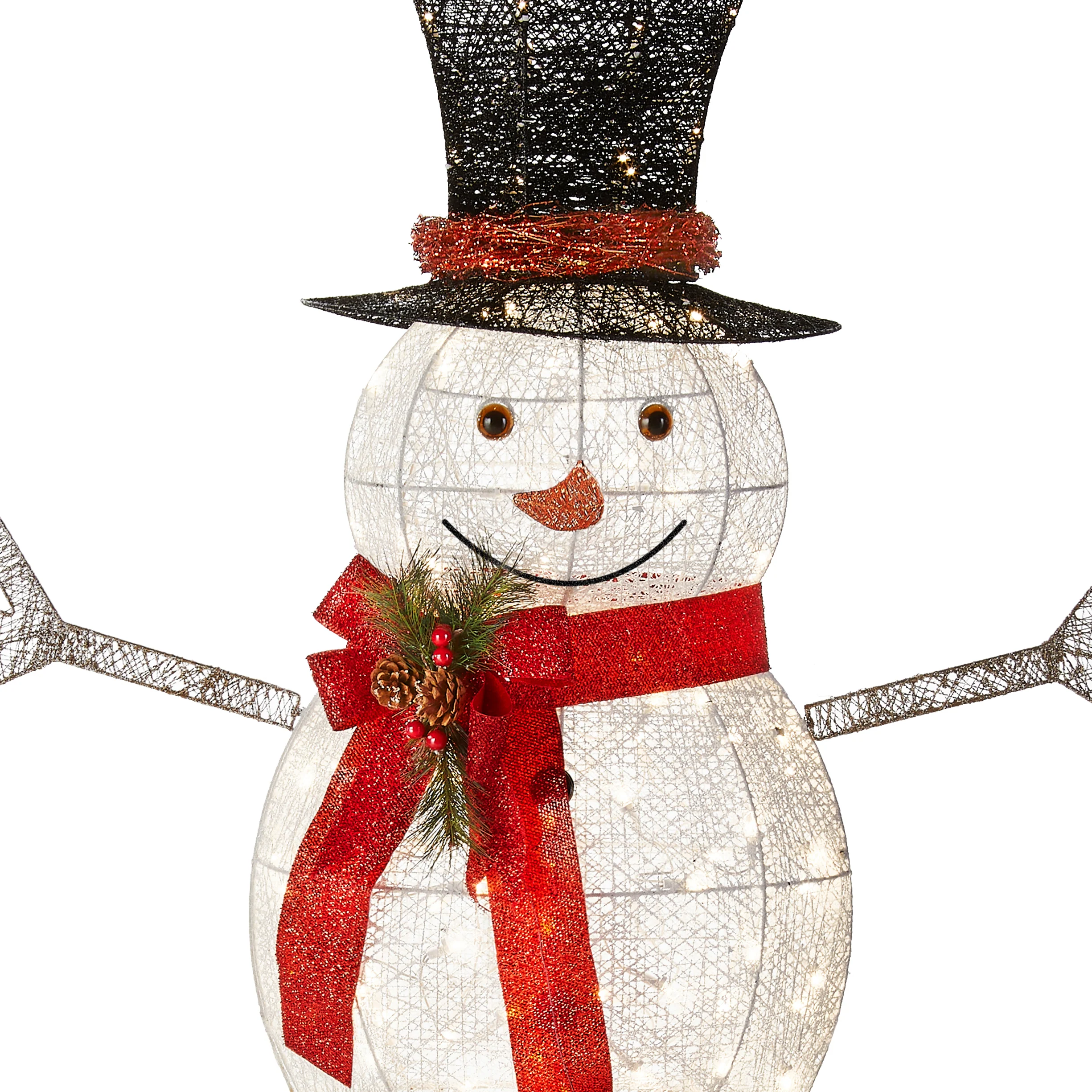 60 in. Snowman Decoration with Warm White LED Lights, Plug-In - Image 3