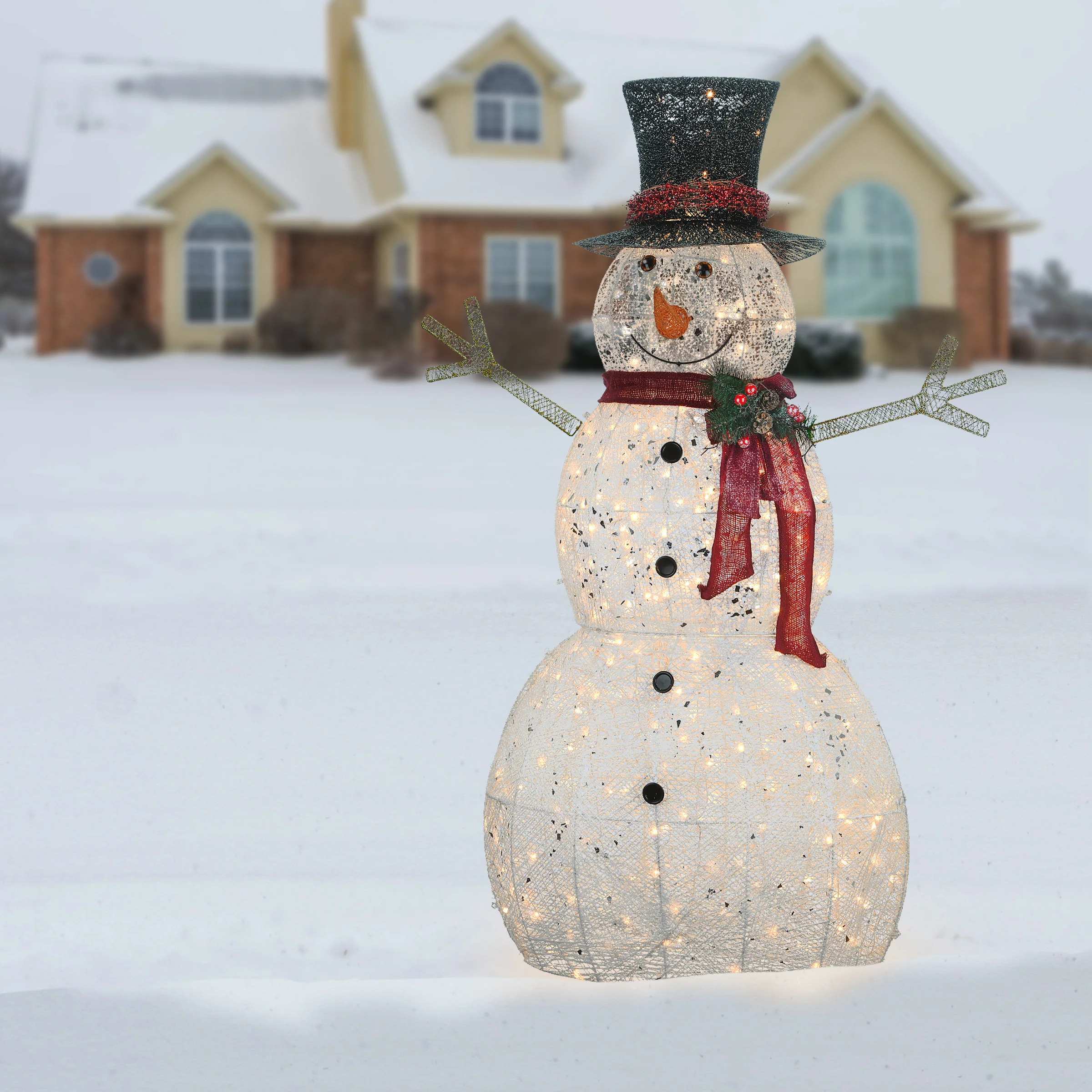 60 in. Snowman Decoration with Warm White LED Lights, Plug-In - Image 6