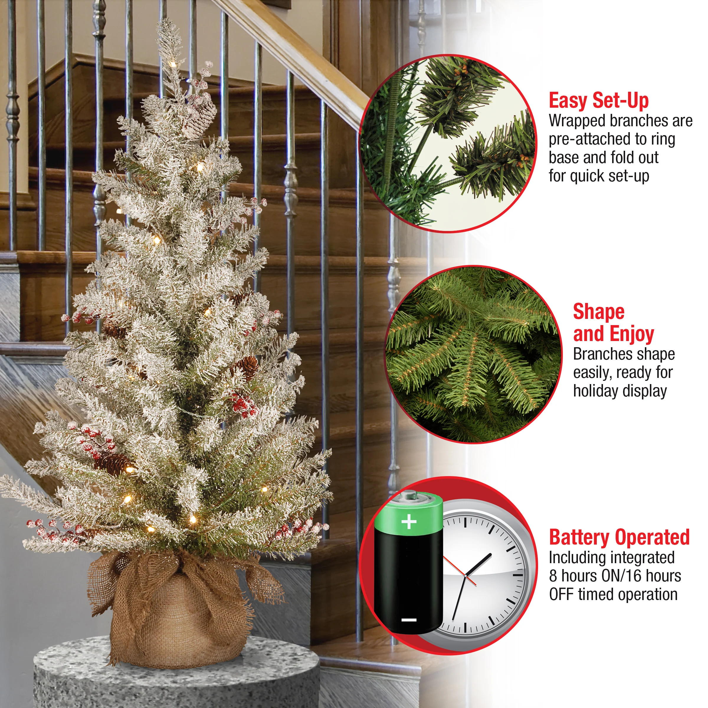 3 ft. Pre-Lit Dunhill Fir Tree with Warm White LED Lights - Image 13